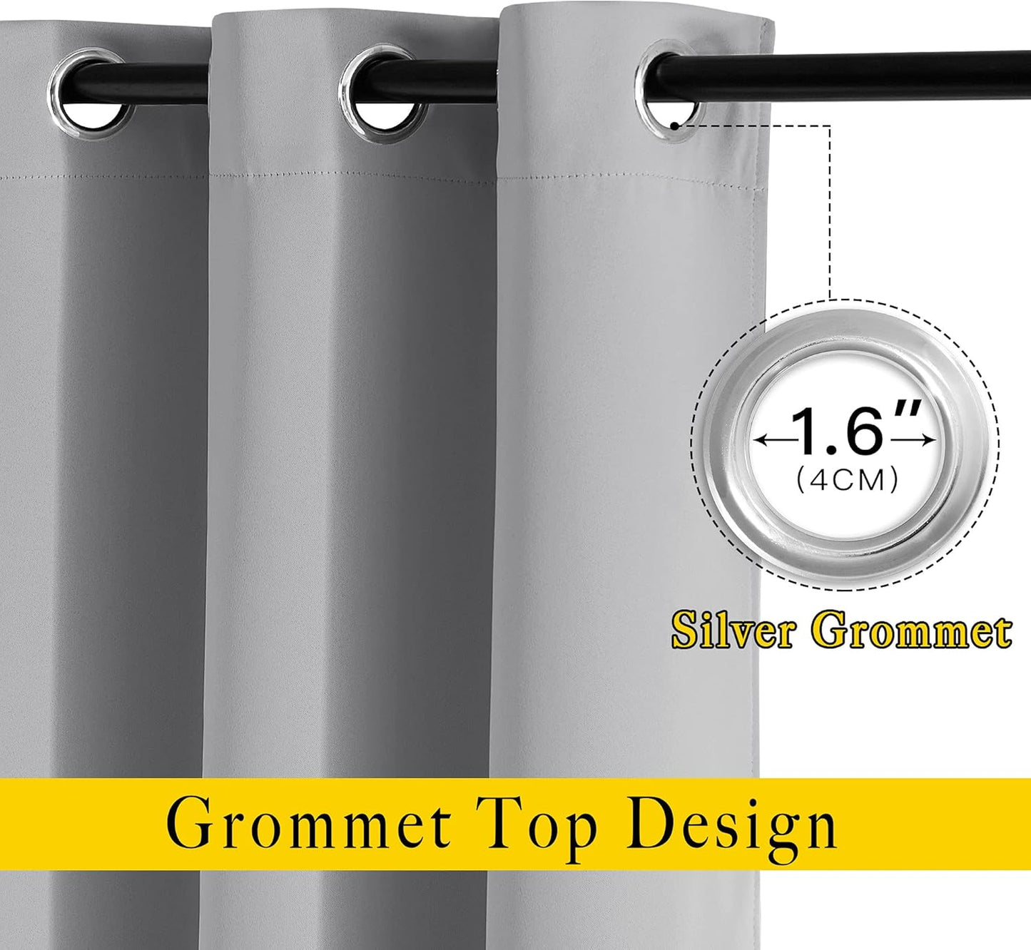NICETOWN Blackout Silver Grey Living Room Curtains - Grommet Solid Thermal Insulated Sound Reducing Room Darkening Privacy Doorway Curtains for Bedroom (2 Panels, W52 x L78)