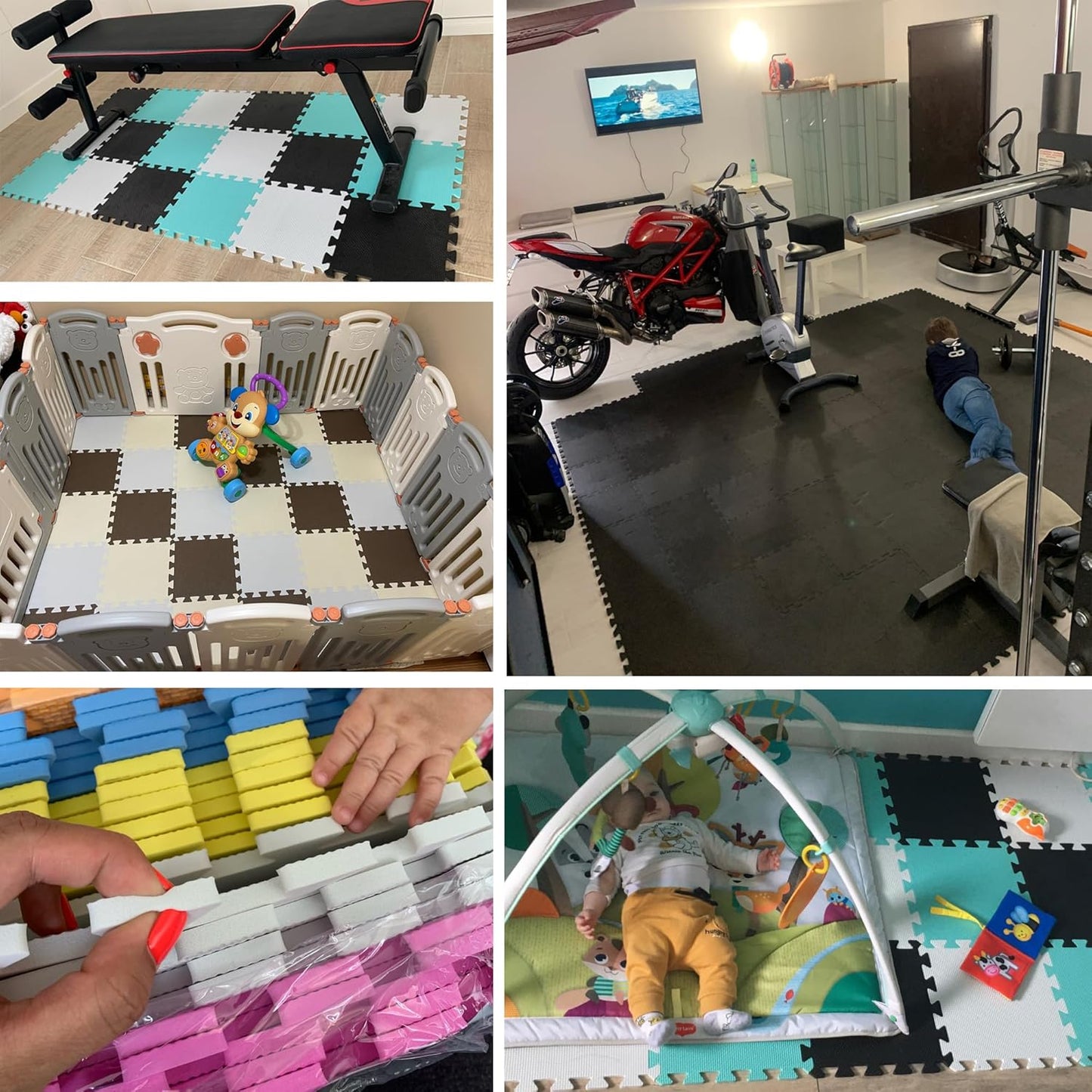 MQIAOHAM® 25 Pieces Puzzle Play Mats, Soft Baby Play Mat, Kids Interlocking Foam Floor Tiles, Toddlers Carpet Playmats G301025-107109112