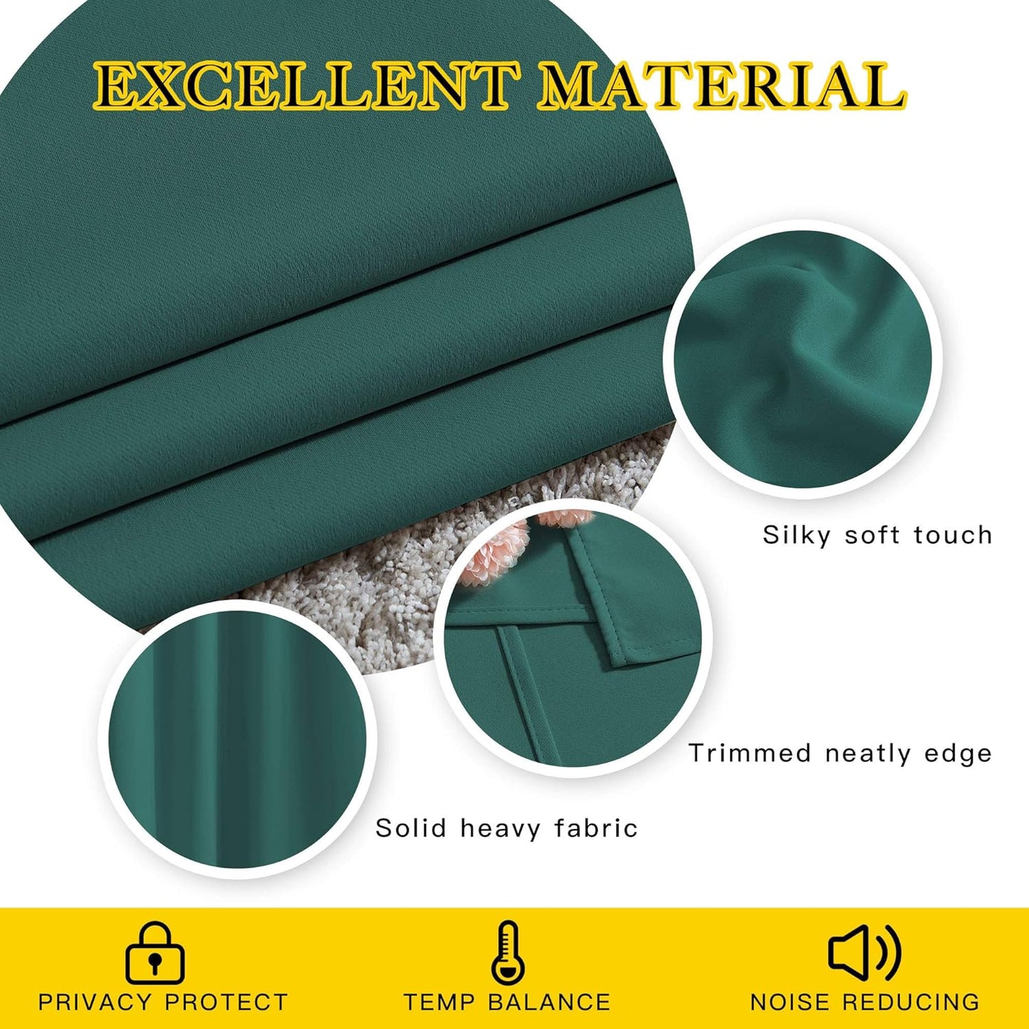 NICETOWN Hunter Green Blackout Bedroom Curtains 96 inches Long, Grommet Thermal Insulated Room Darkening Window Treatments Sound Reducing for Living Room, W46 x L96, 2 Panels