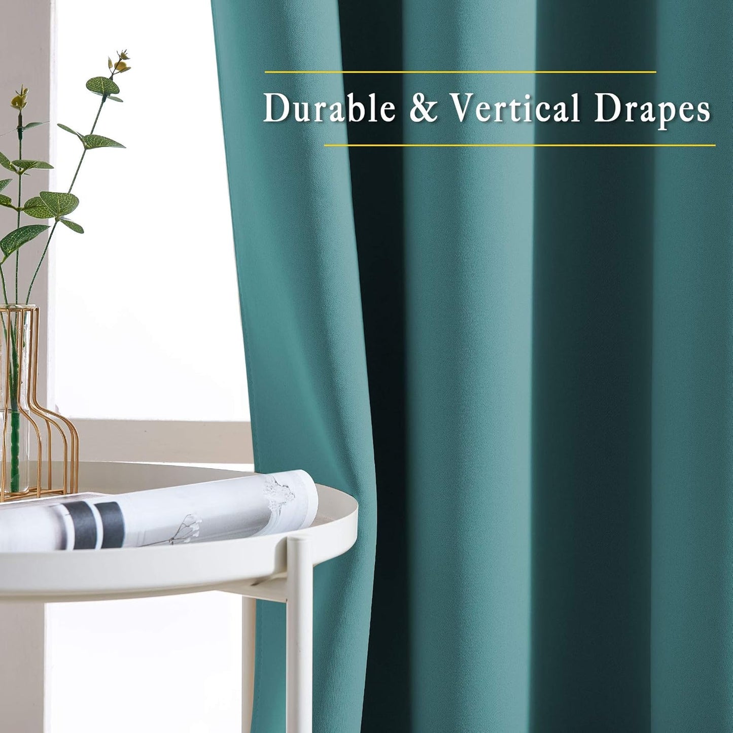 NICETOWN Blackout Sea Teal Curtains for Sliding Glass Door, Grommet Window Treatment Thermal Curtains Room Dividers for Living Room/Bedroom, 2 Panels, W66 x L102
