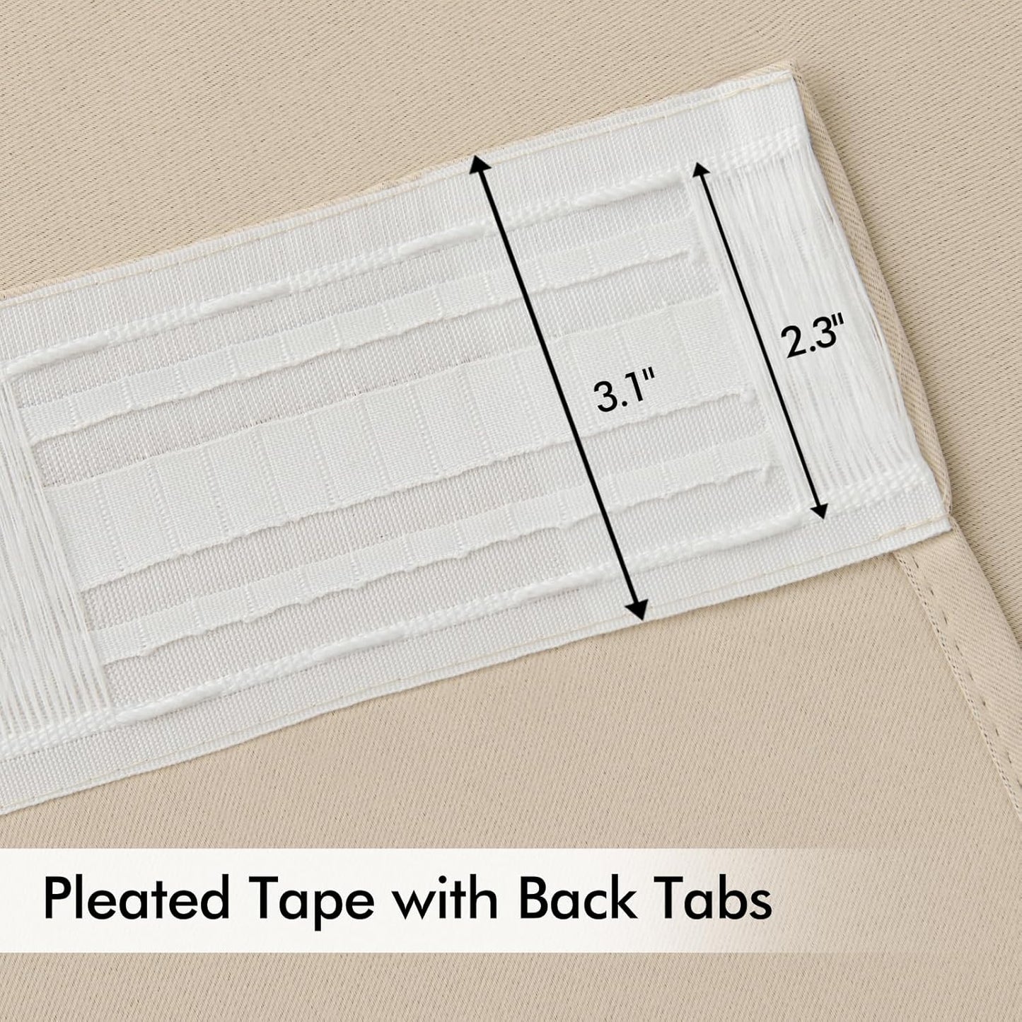MIULEE Back Tab Cream Beige Curtains 108 Inch Long 2 Panels Set for Living Room Bedroom, Ivory Rod Pocket/Pinch Pleated Light Blocking Extra Long Thermal Insulated Room Darkening Blackout Drapes
