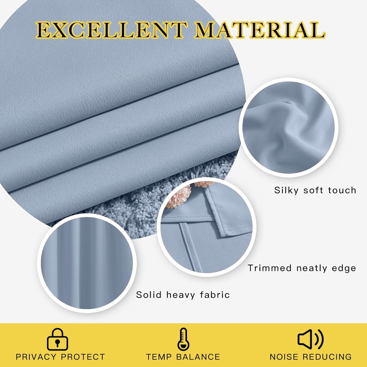 NICETOWN Blackout Patio Curtains for Windows 84 inch Length - Solid Thermal Insulated Grommet Light Reducing Panels Window Treatment for Living Room (Vintage Blue, 2 Panels = 160" Wide)