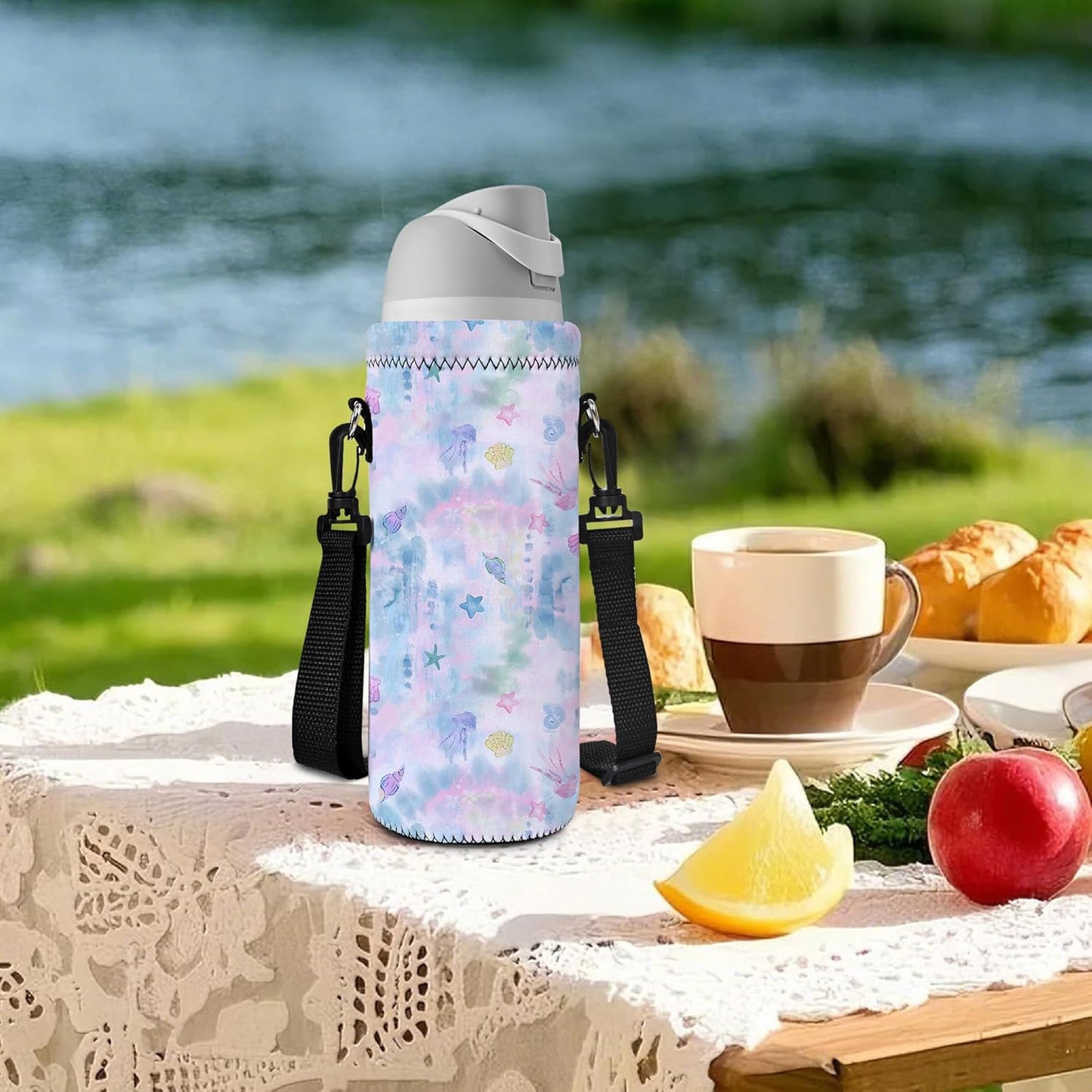 AUPET Water Bottle Sling Bag Carrier Crossbody Sleeve,Insulated Neoprene Bottle Case Holder Pouch Cover 500ML/17oz with Shoulder Strap for Walking Women Men