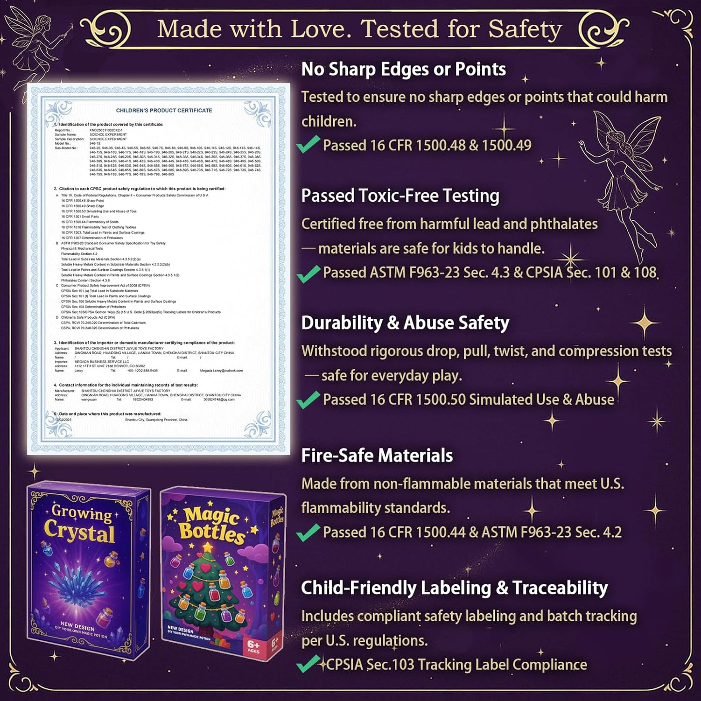 AMIZEY Fairy Potion Kit for Kids with Crystal Growing Toy - 20 Bottles - Gifts for Girls Ages 6-12