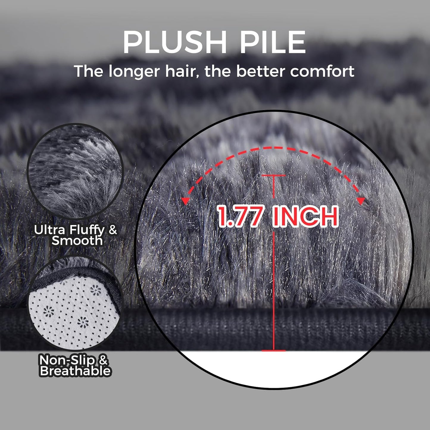 Ultra Soft Rug for Living Room, 8X10 Fluffy Shag Area Rug for Bedroom, Modern Shaggy Carpet Fuzzy Rug for Teens Dorm Nursery Home Decor Aesthetic, Upgrade Anti-Skid Durable, Tie Dye Black and Grey
