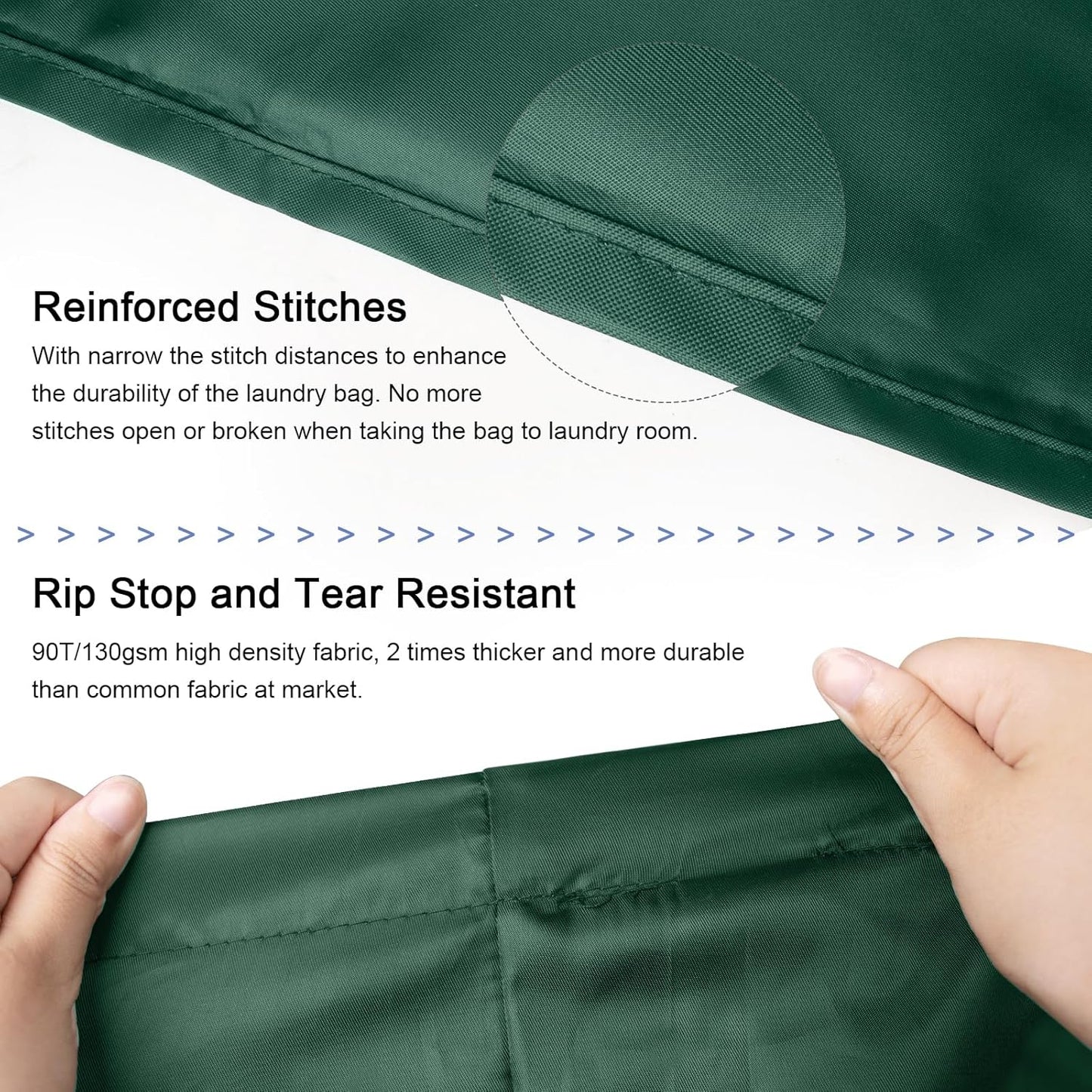 Polecasa Small Heavy Duty Laundry Bag with 130gsm Tear Resistant Fabric and Handles, Easy to Carry Durable Dirty Clothes Drawstring Bag, Perfect for College Dorm, Travel 2 Pack 21”x24”, Green