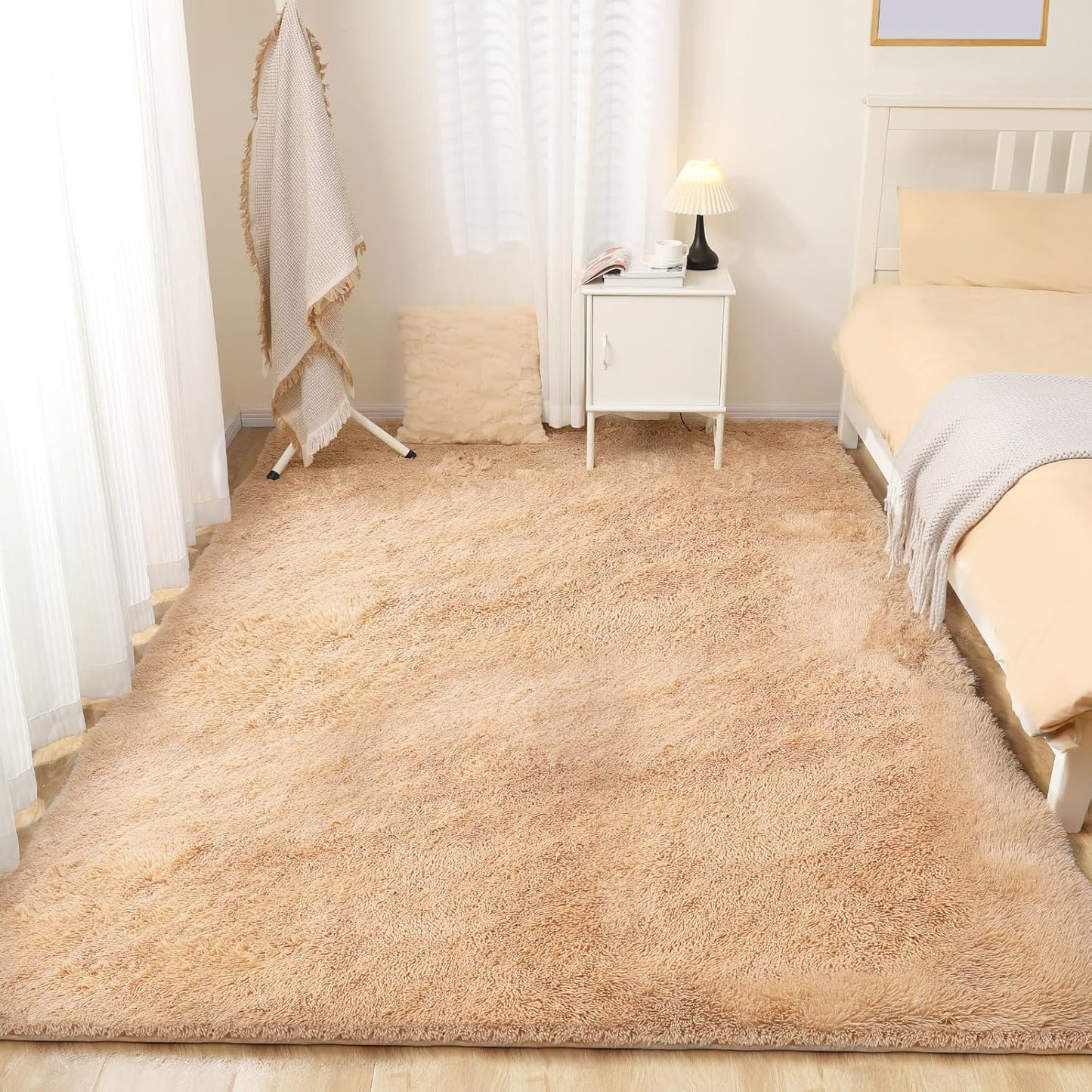 Luxury 3x5 Area Rug, Ultra Soft Rugs for Living Room, Plush Carpet Rugs for Bedroom, Non-Slip Indoor Rug for Nursery, Study Room, Playroom, Home Decor, Camel