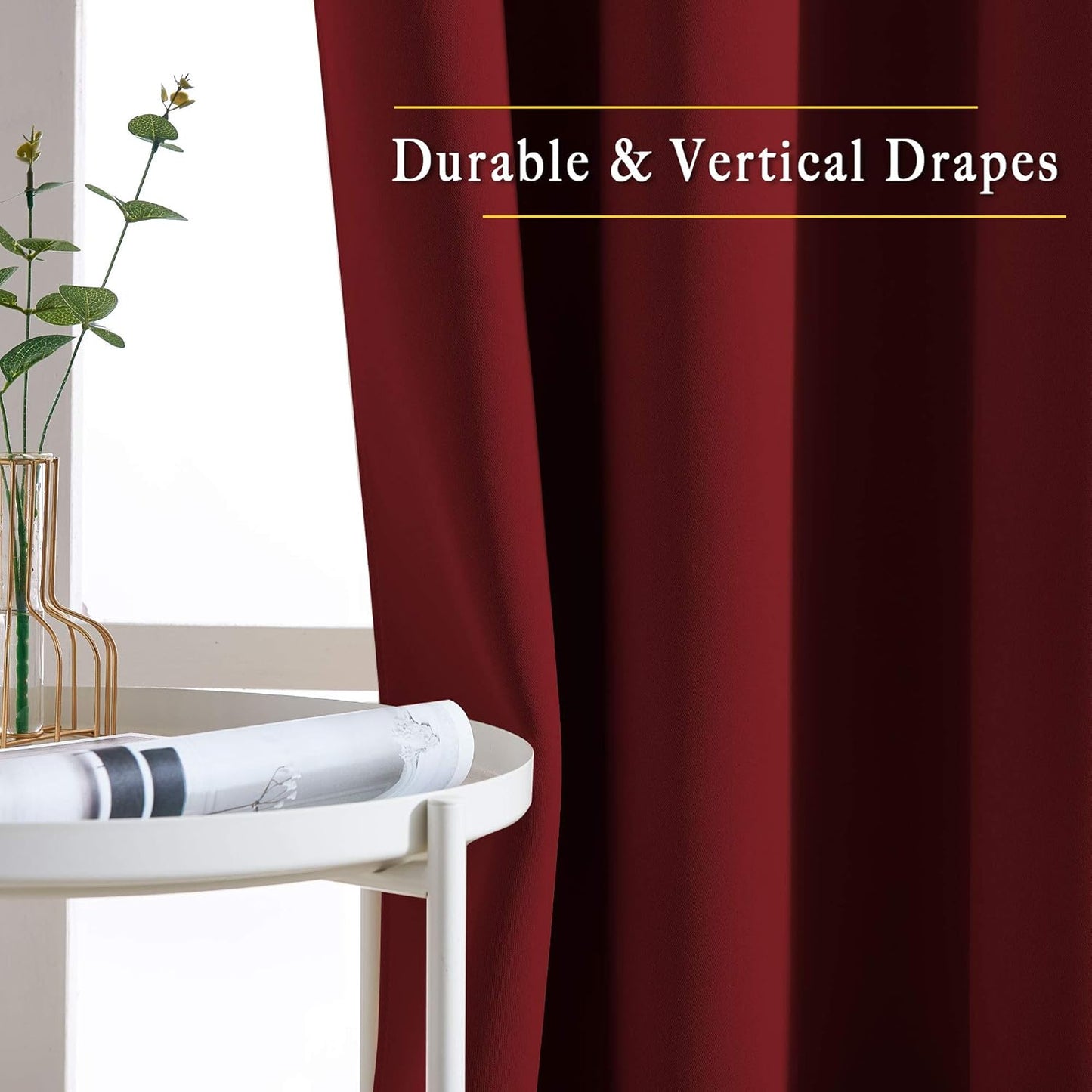 NICETOWN Burgundy Red Curtains 96 inches Long, Grommet Thermal Insulated Blackout Curtains Privacy Window Treatments for Bedroom/Living Room, W46 x L96, 2 Panels