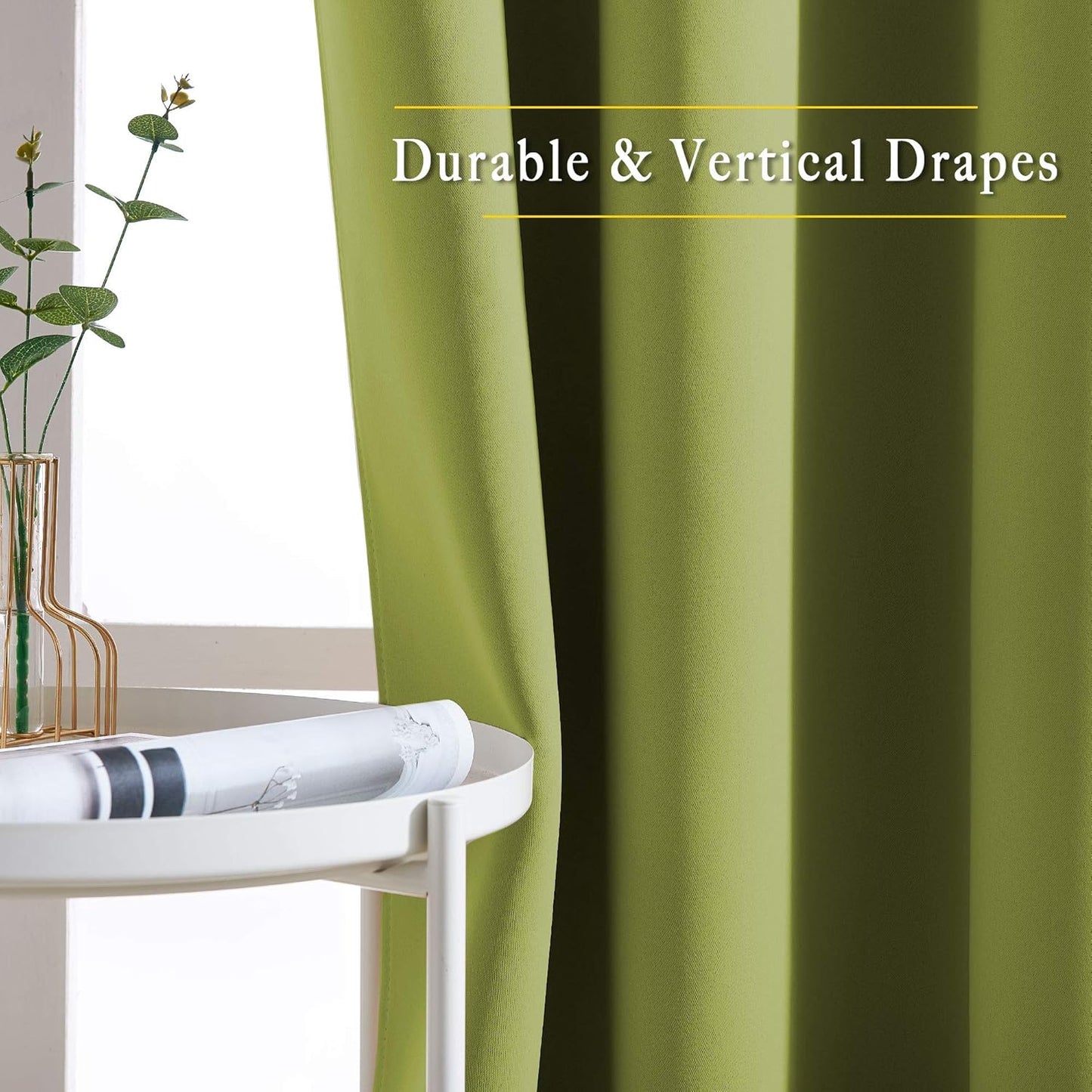 NICETOWN Room Darkening Room Divider Curtains 118 inches Long, Grommet Thermal Window Treatments Sound Reducing Drapes for Sliding Glass Door, Fresh Green, W66 x L118, 2 Pieces