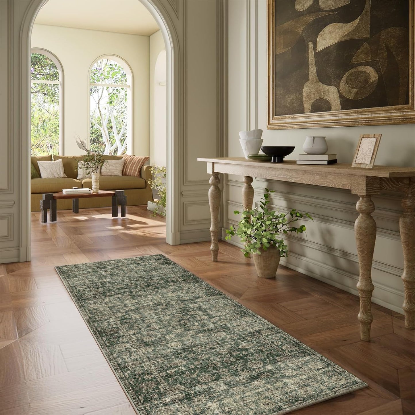 Washable Kitchen Rug Runners for Hallways: 2'x6' Entryway Rug with Non Slip Backing Low Pile Soft Indoor Floor Carpet Runner for Hallways Kitchen Laundry Room Bathroom Bedroom