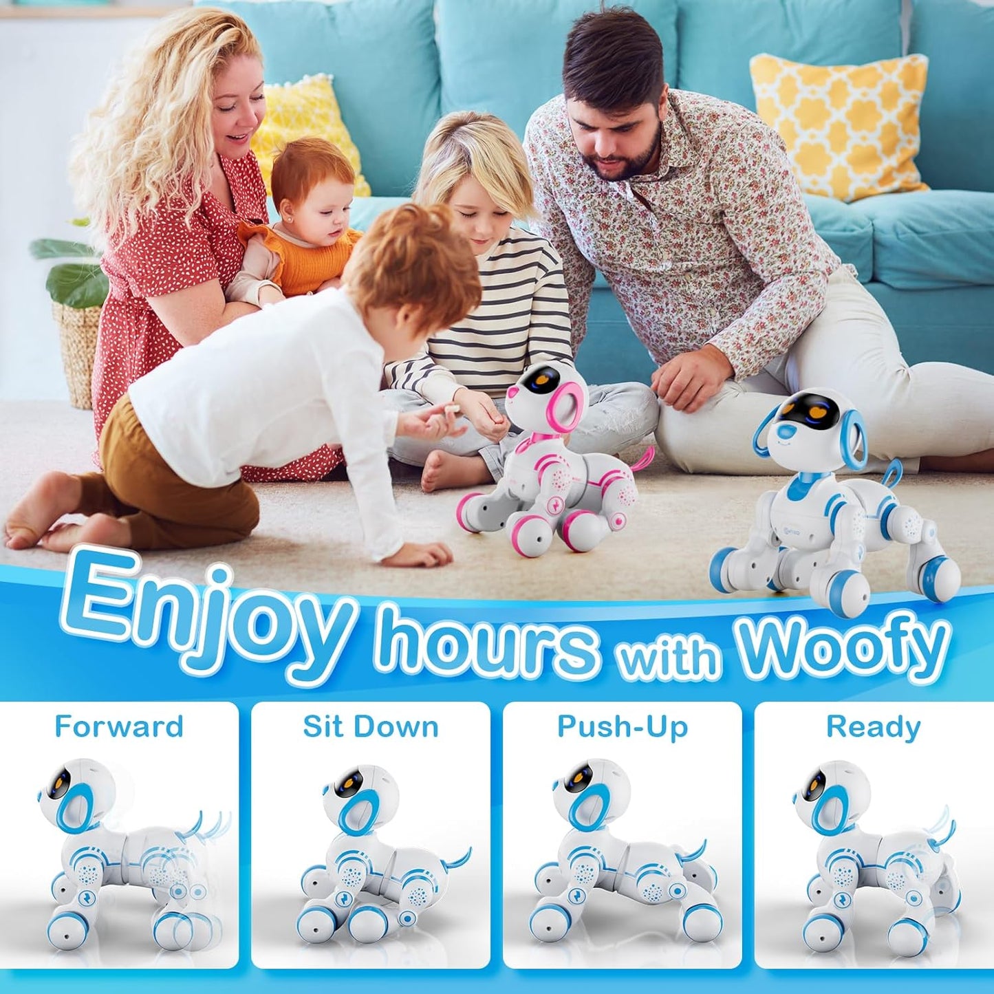 Contixo R3 Robot Dog Kids Toy - Remote Control Robots Interactive Smart Dancing Toy for Kids Boys Girls Toddler Age 3-12 Year Old Robotic Pet Birthday Gifts for Children Blue