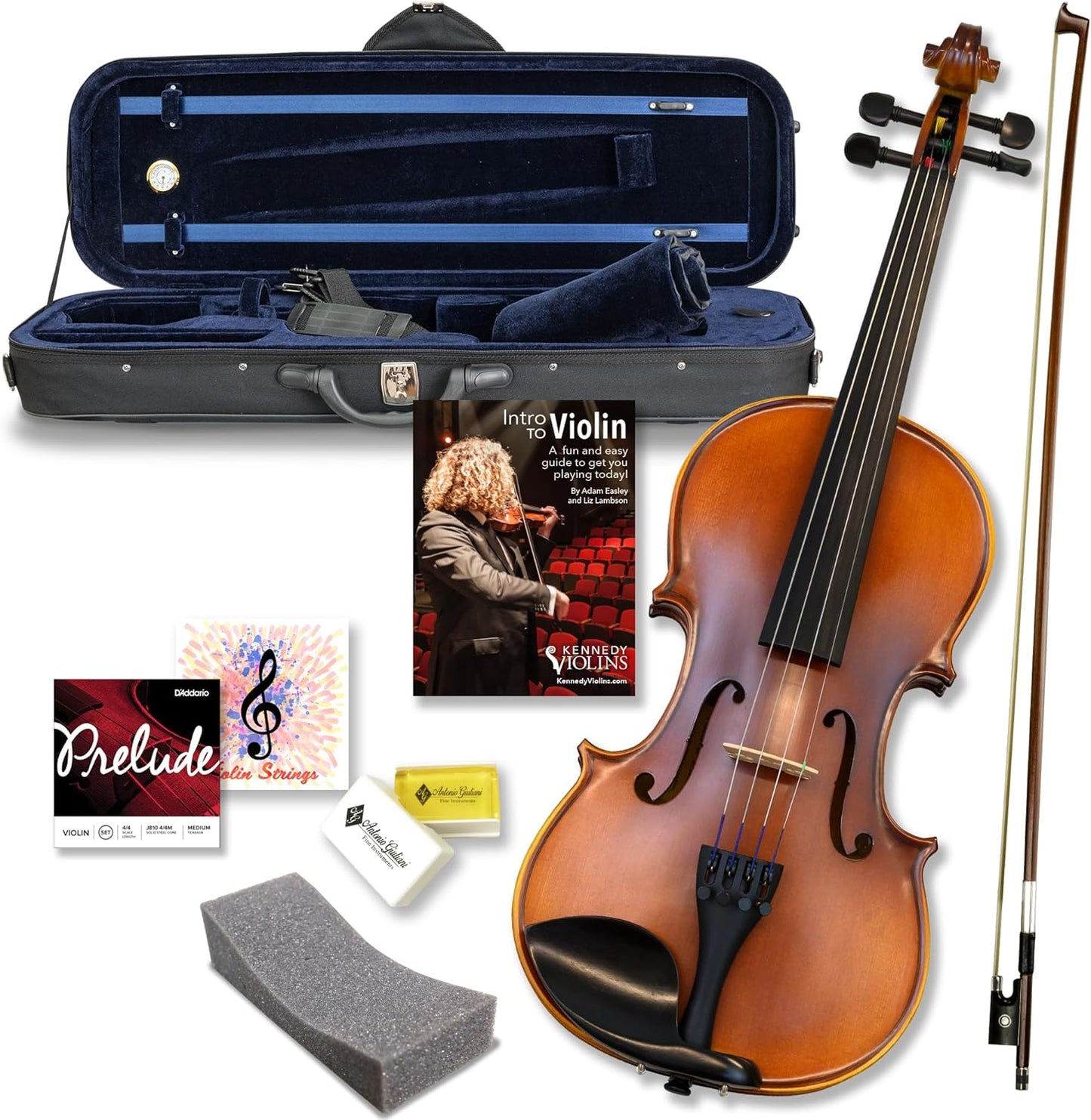 Bunnel Premier Violin Clearance Outfit 1/16 Size - Carrying Case and Accessories Included - Solid Maple Wood and Ebony Fittings By Kennedy Violins