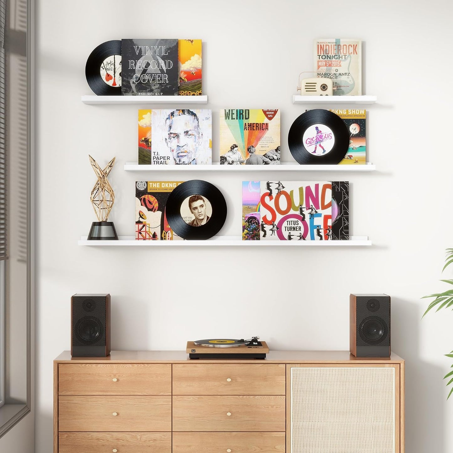 Floating Picture Ledge Shelves for Wall Set of 4, 36 Inch Wall Shelves with Lip Long Large Nursery Book Shelf for Toys Storage Kids Bookshelf Wall Mounted Living Room Bedroom Decor Frames