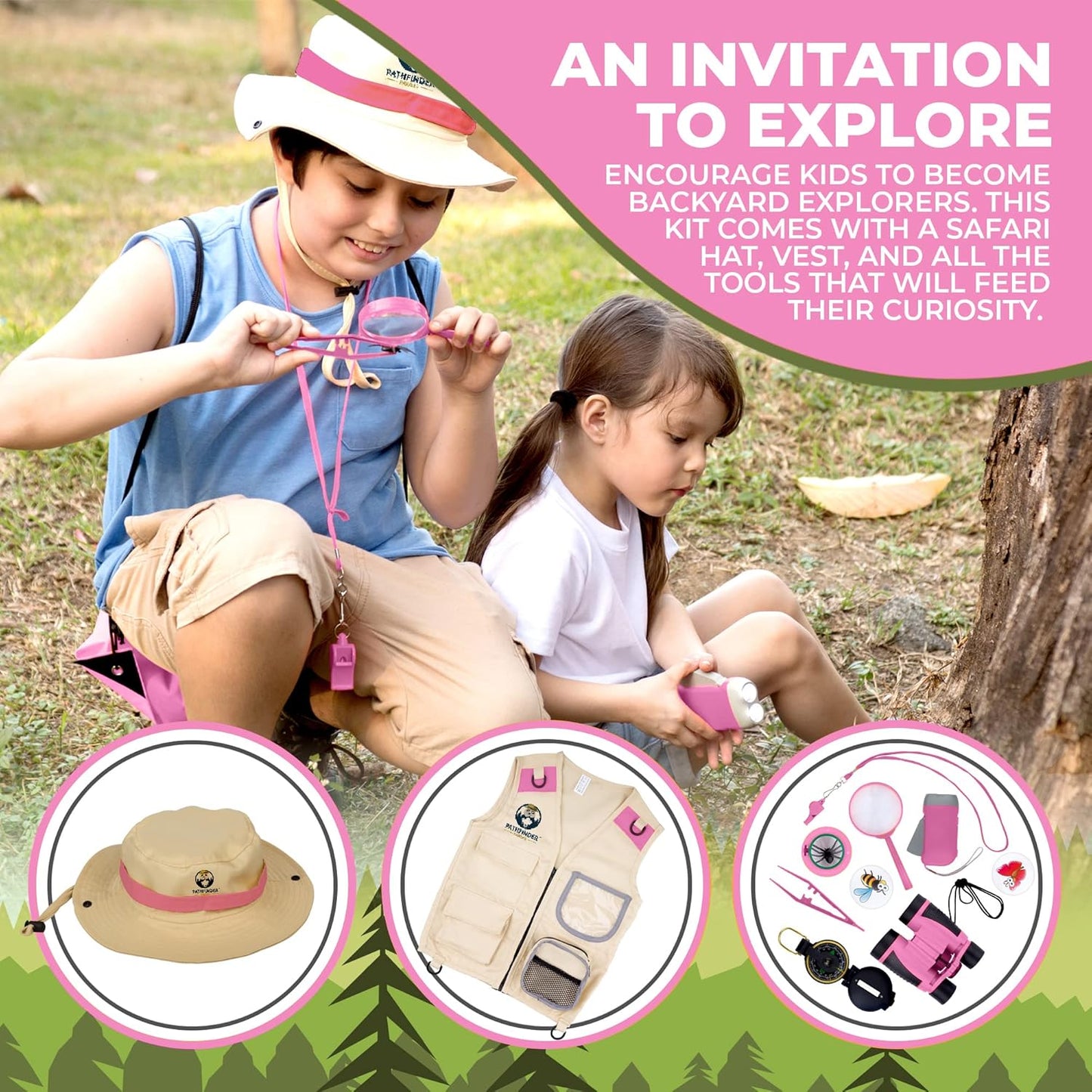 Kids Explorer Kit with Safari Vest & Hat for 3-12 Year Old Boys & Girls - Safari Costume Kids, Zoo Keeper, Paleontologist & More - Giftable STEM Outdoor Explorer + Bug Ebook