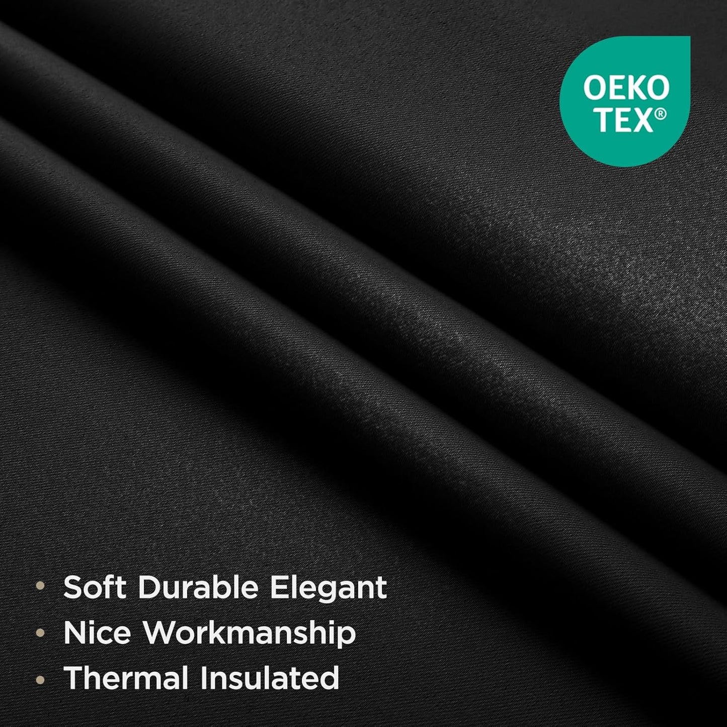 Joydeco Blackout Curtains for Bedroom, Black Out Curtains 96 Inch Long, Black Curtains with Rod Pocket Back Tab, Room Darken Light Blocking Noise Reducing Wrinkle-Free Drapes for Living Room, 2 Panels