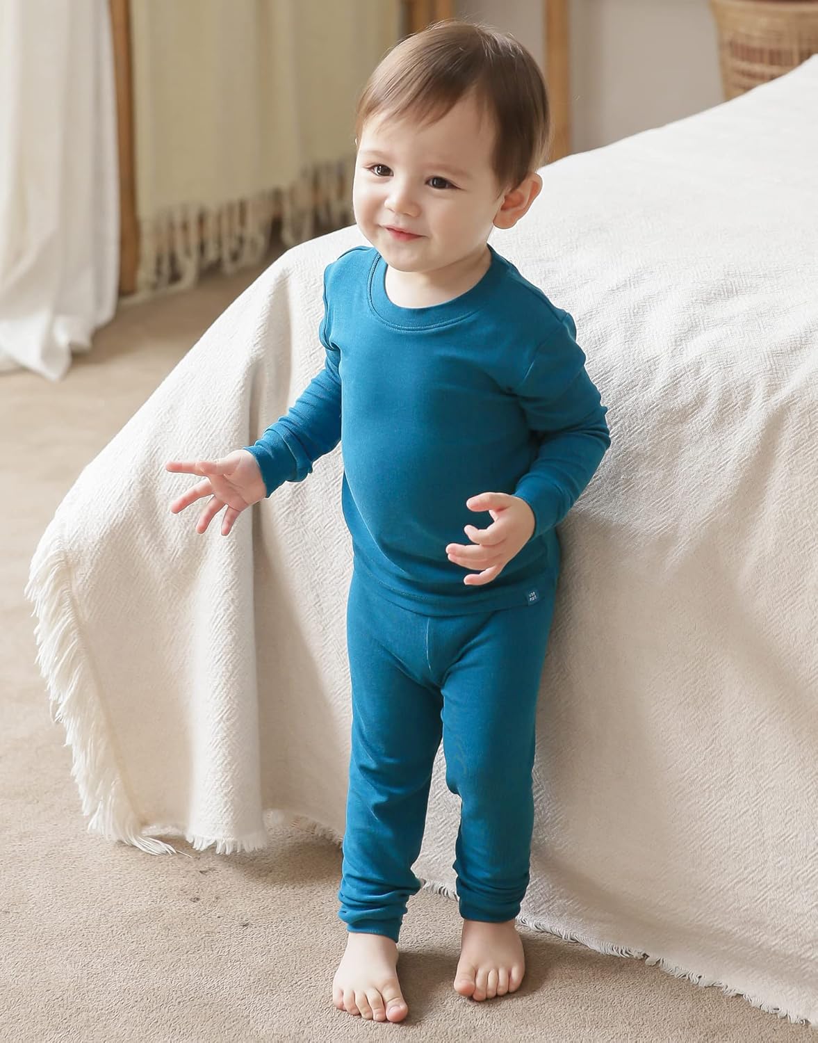 VAENAIT 6M-12Y Toddler Toddler Kids Toddler Girls Boys Soft Comfy Modal Tencel Solid Raglan Sleepwear Pajamas Pjs 2pcs Set