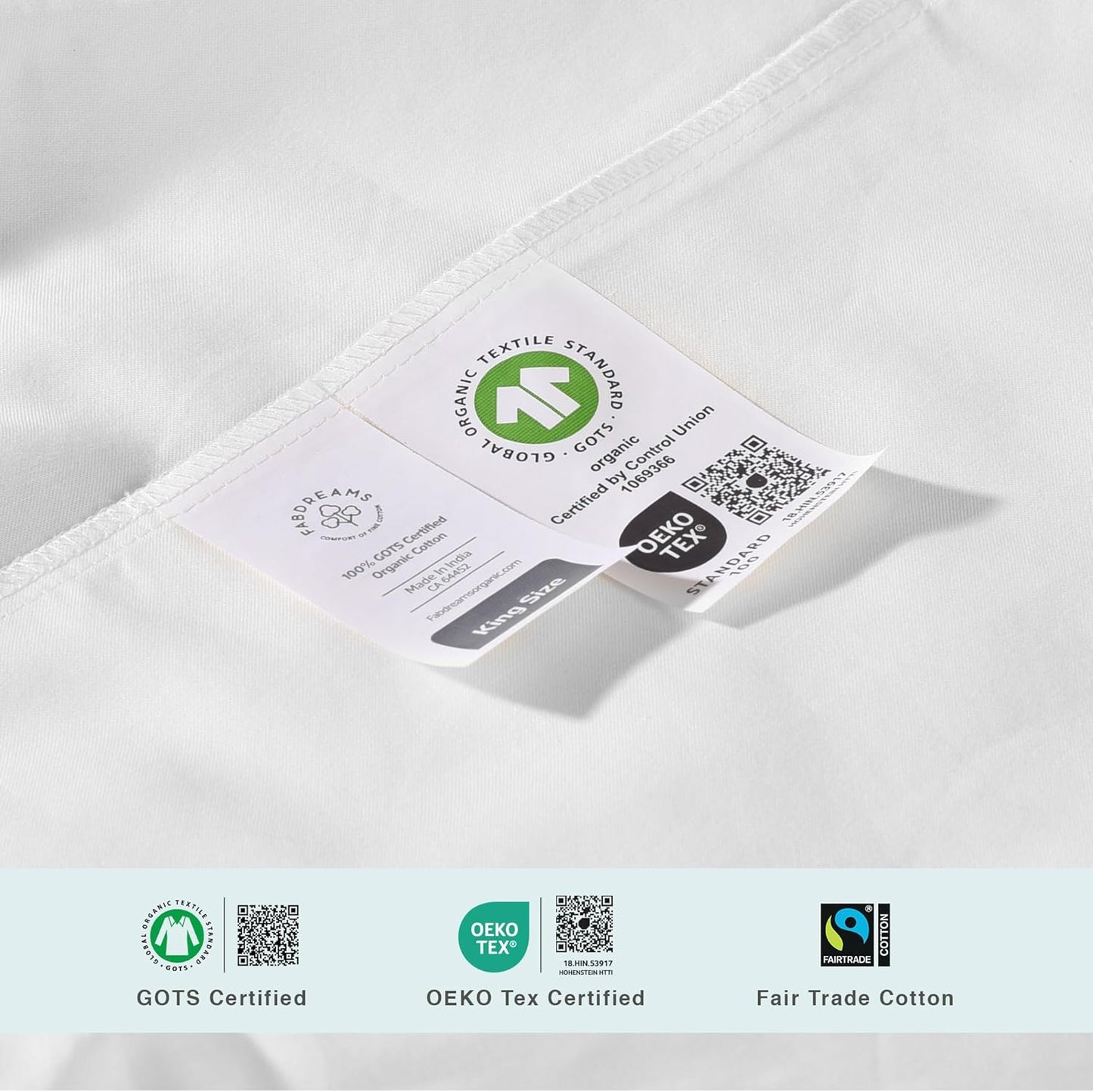 FABDREAMS Organic Quilted Mattress Protector | King Mattress Pad| Mattress Cover| Naturally Breathable | Noiseless| Fits up to 17" Deep Pockets| Temperature Regulating | King | White