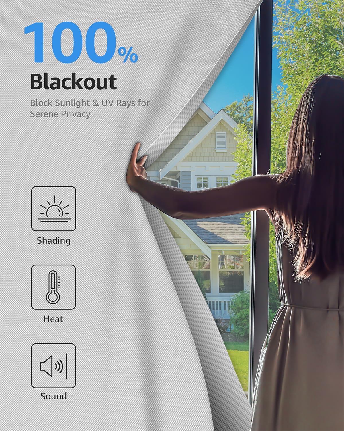 Sumobaby Blackout Curtains for Bedroom Portable 22"x72",No Drill Blackout Shades with Upgraded Hook&Loop Tapes,100% Black Out Window Cover,Thermal Insulated Blinds for Bedroom,Nursery(1 Panel,White)