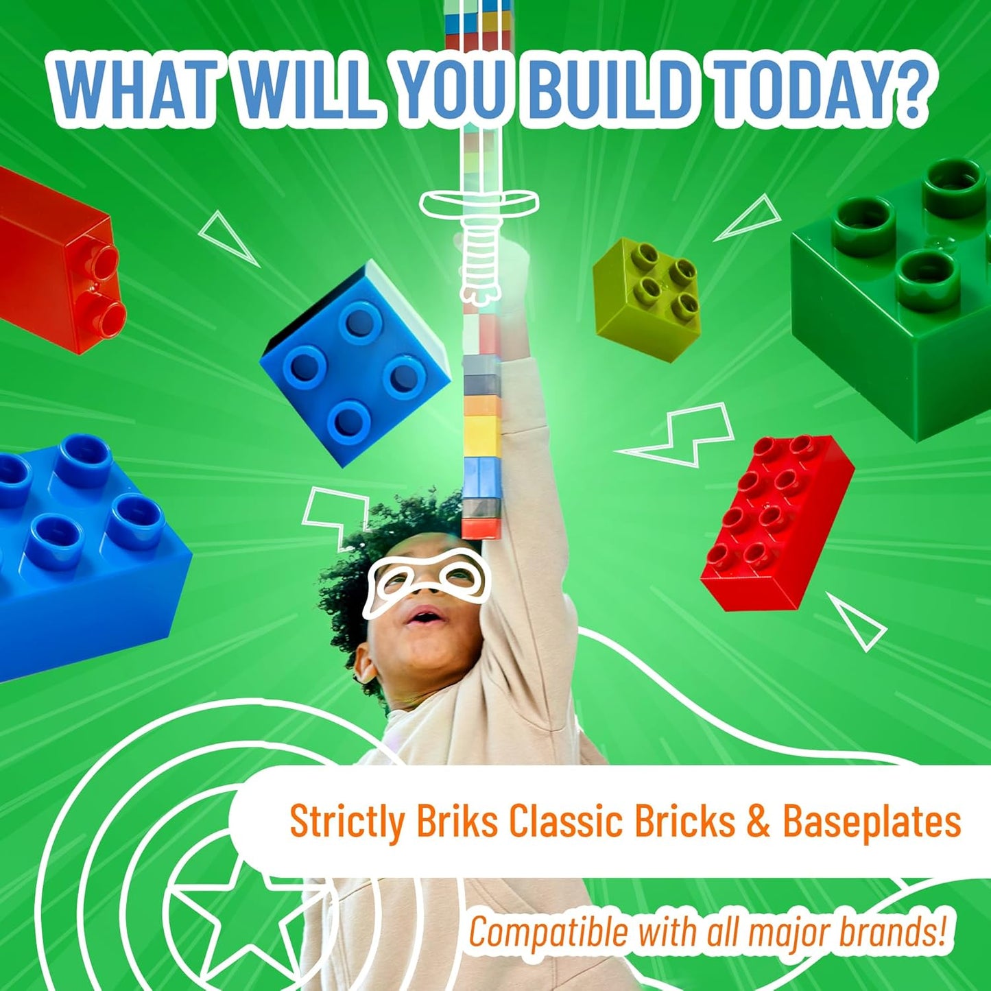 Strictly Briks Classic Bricks Starter Kit, Blue, Green, Red, and Yellow, 96 Pieces, 2x4 Studs, Building Creative Play Set for Ages 3 and Up, 100% Compatible with All Major Brick Brands
