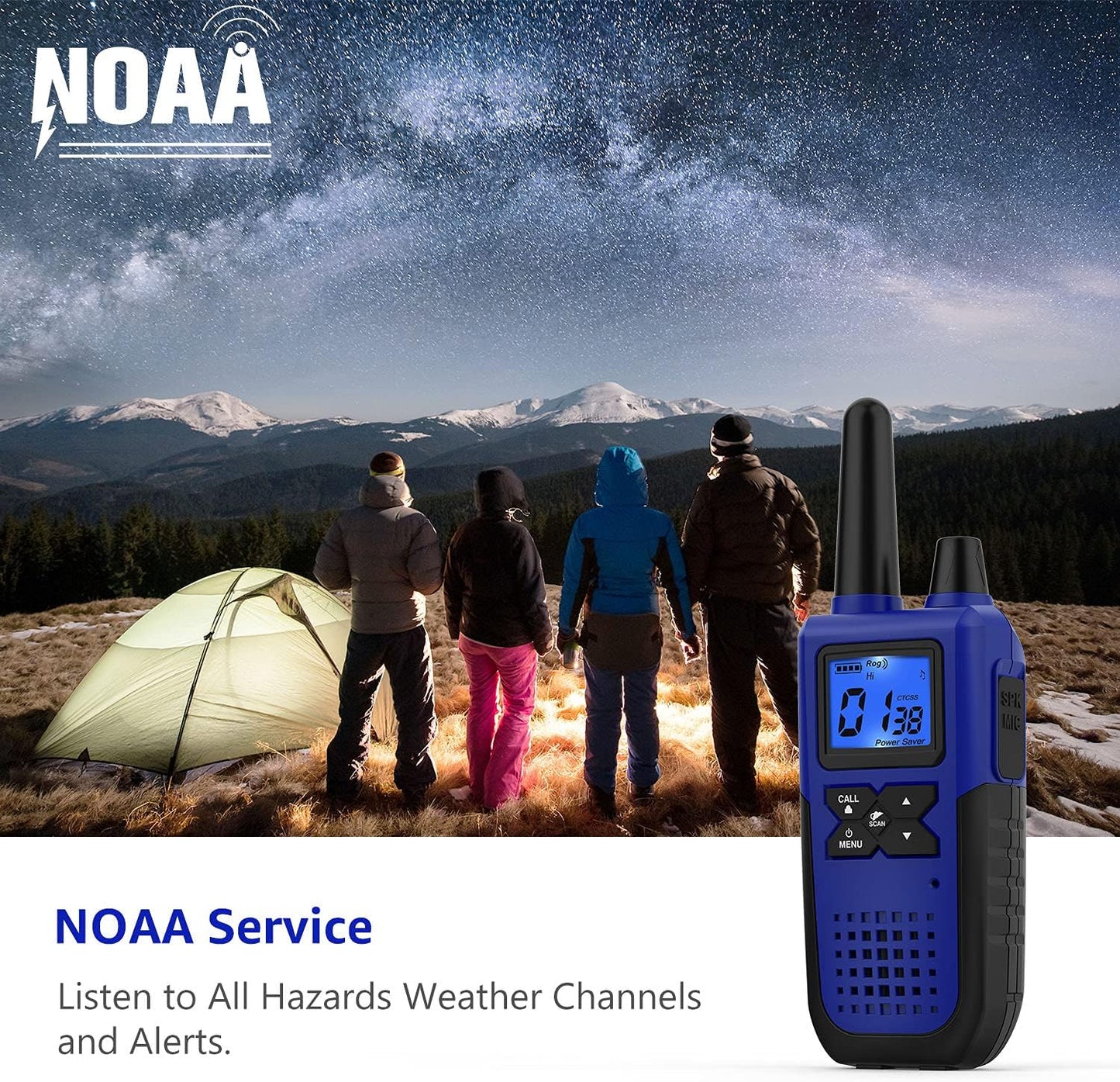 Walkie Talkies for Adults Long Range Rechargeable with NOAA Weather Alert, Multi-Purpose 2 Way Radios 4 Pack for Team Work Seniors Care Kids Adventure Family Camping Hiking Skiing Cruise