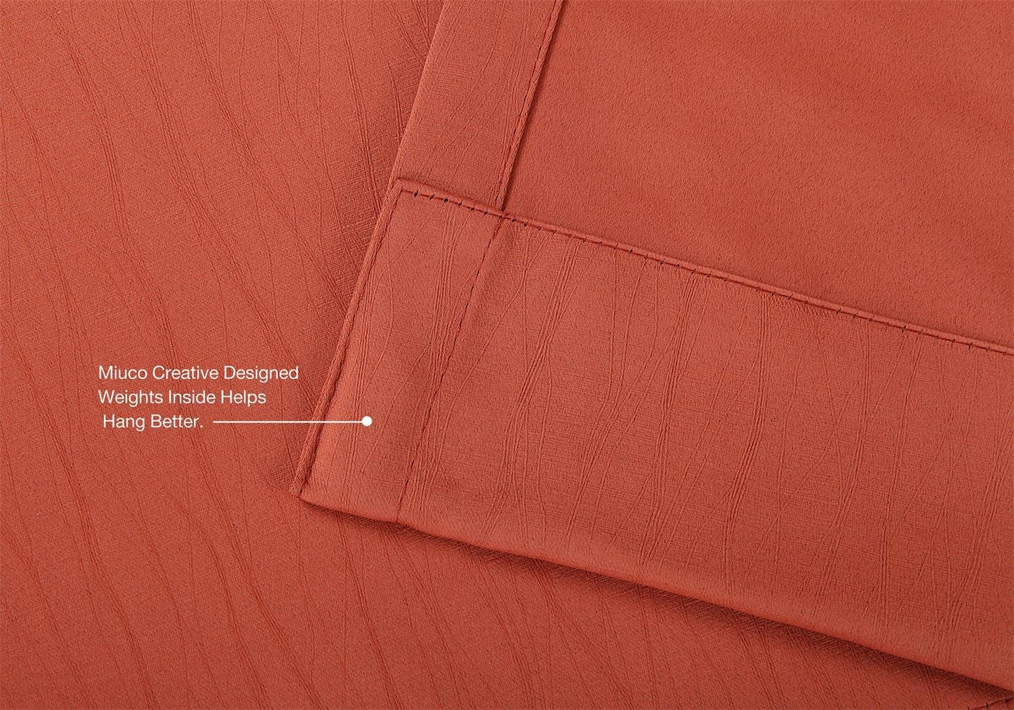 MIUCO Room Darkening Textured Grommet Thermal Insulated Blackout Curtains for Bedroom 2 Panels 52x95 Inch Long Rust