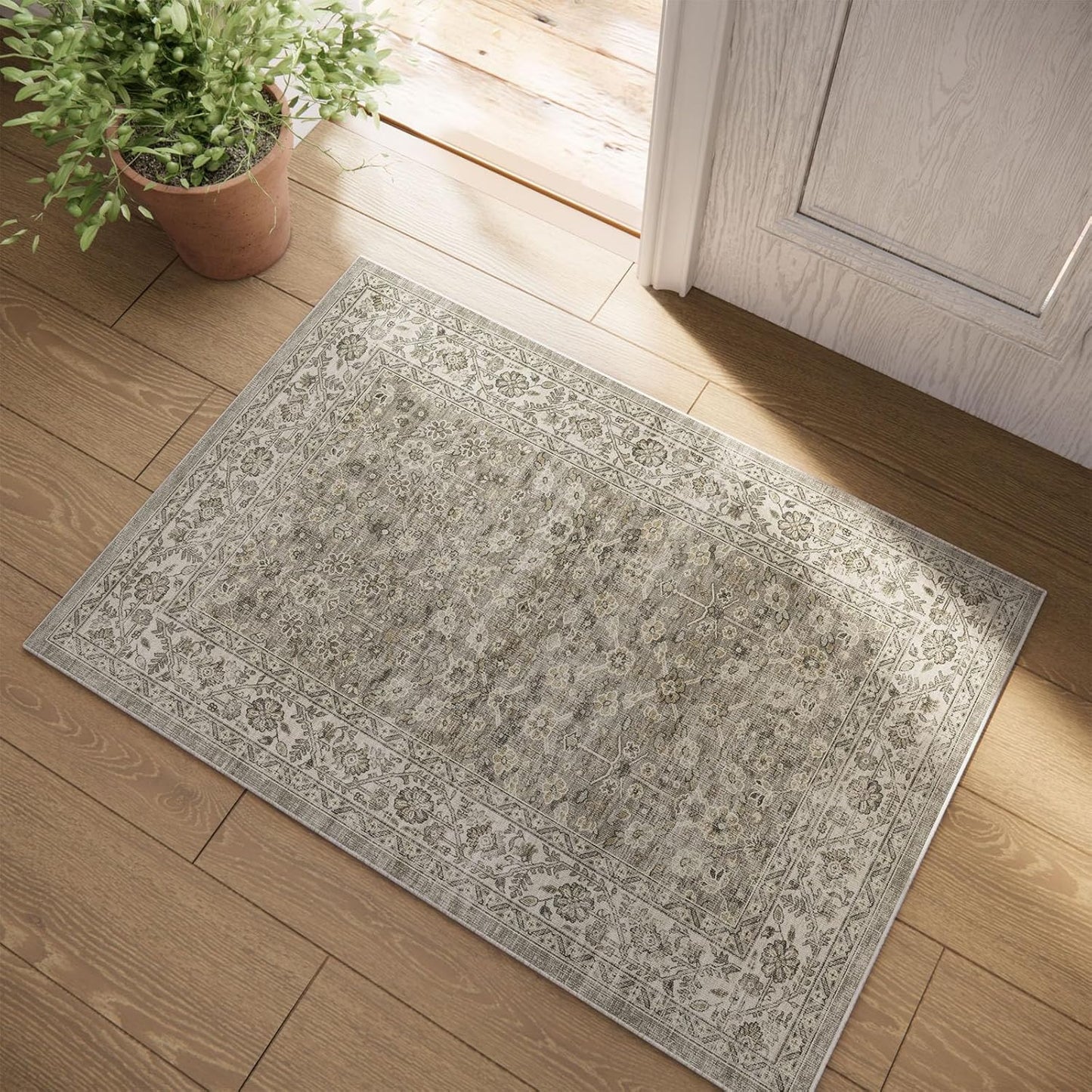Boho Washable Throw Rugs for Entryway: Door Mat Indoor Entrance 2x3 Small Rug Stain Resistant Non-Slip Low Pile Soft Carpet for Kitchen Front Door Indoor Entrance Entry Bedroom
