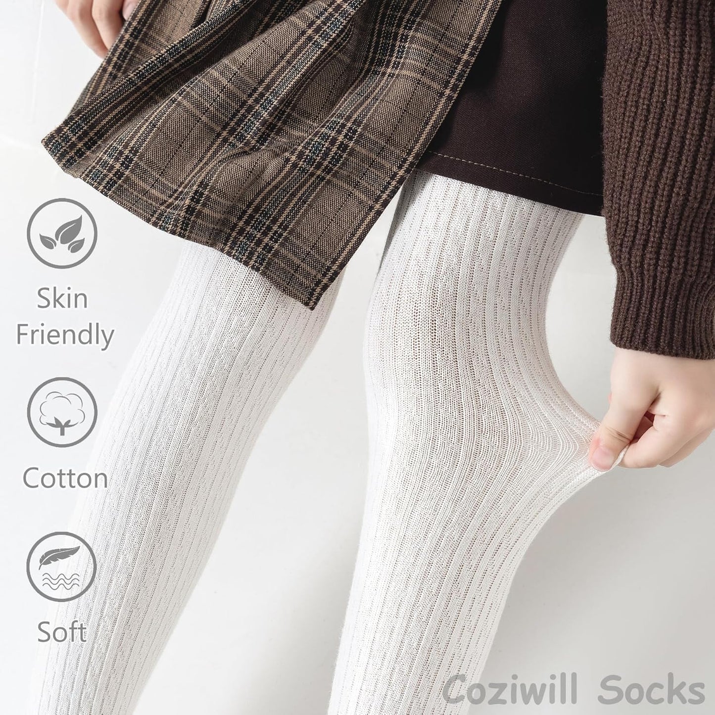 Girls Tights Seamless Toddler Stockings Tights Soft Cotton Cable Knit Baby Girl Tights Leggings 4-12 Years