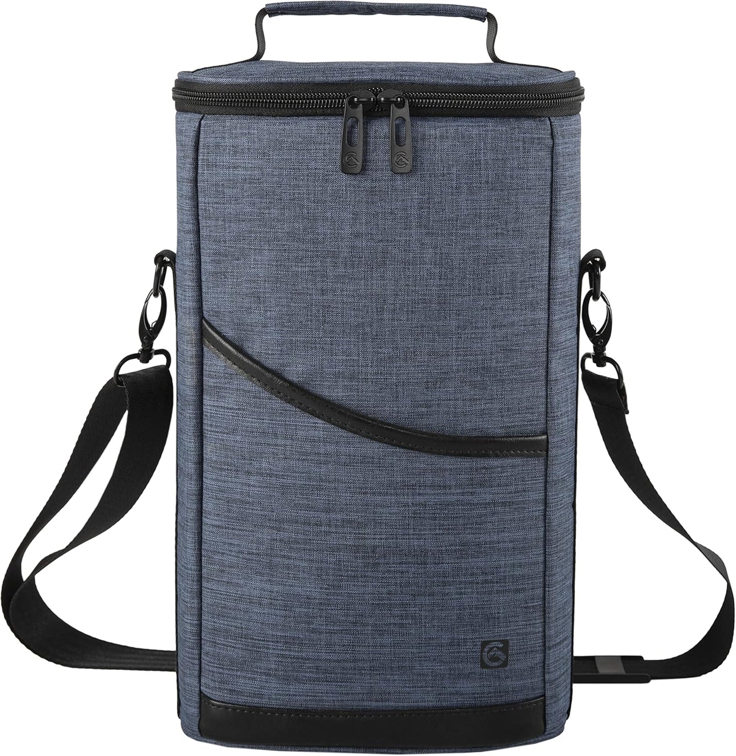 ALLCAMP 2 Bottle Wine Tote Carrier - Insulated Portable Padded Canvas Wine Bag for Travel, BYOB Restaurant, Wine Tasting, Party, Great Christmas Day Gift for Wine Lover，Blue