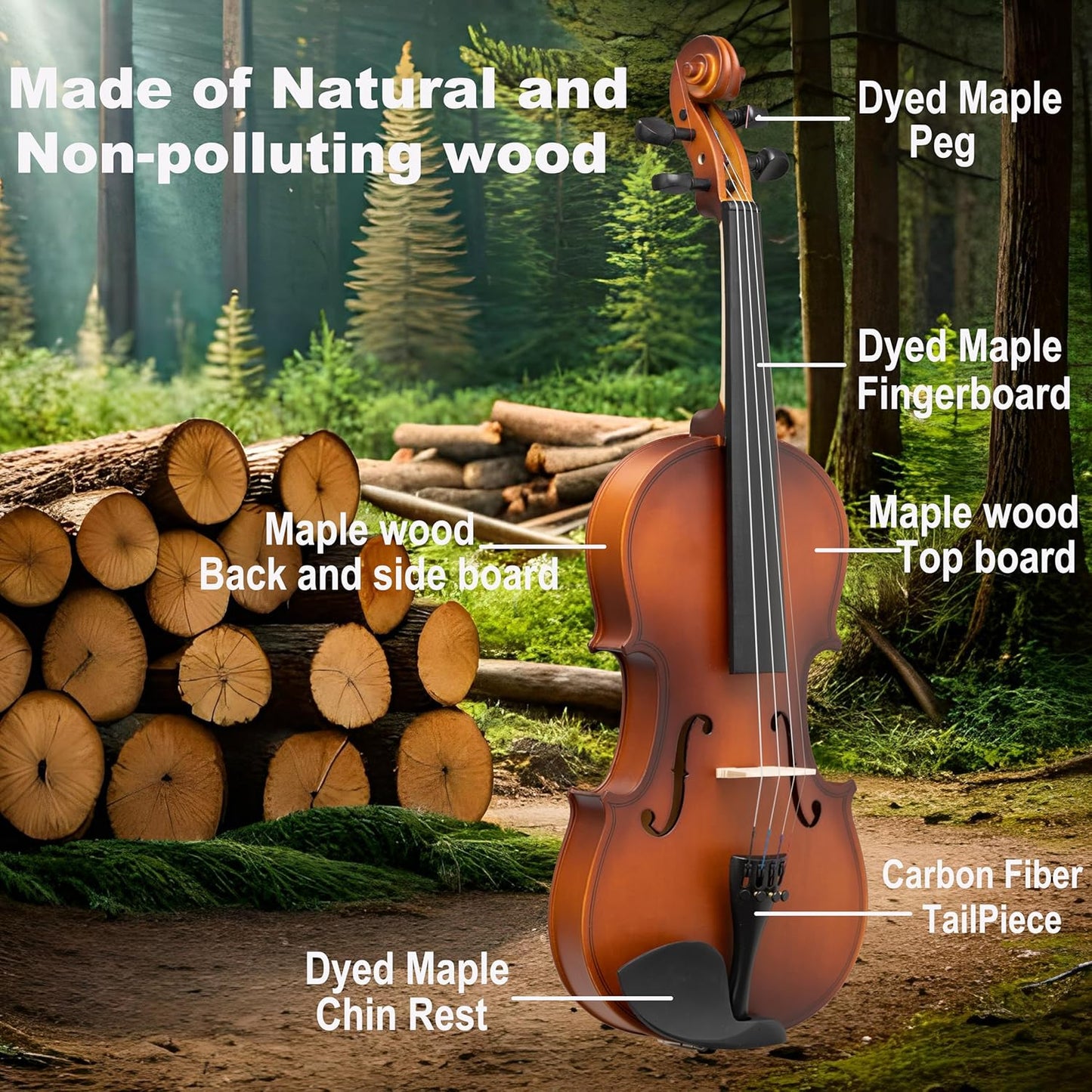 Handcrafted Premium Violin Outfit for Kids Beginner, Student, and Adults -Perfect Your Sound and Unlock Your Musical Potential with Confidence.(Matte Antique, 4/4 Full)