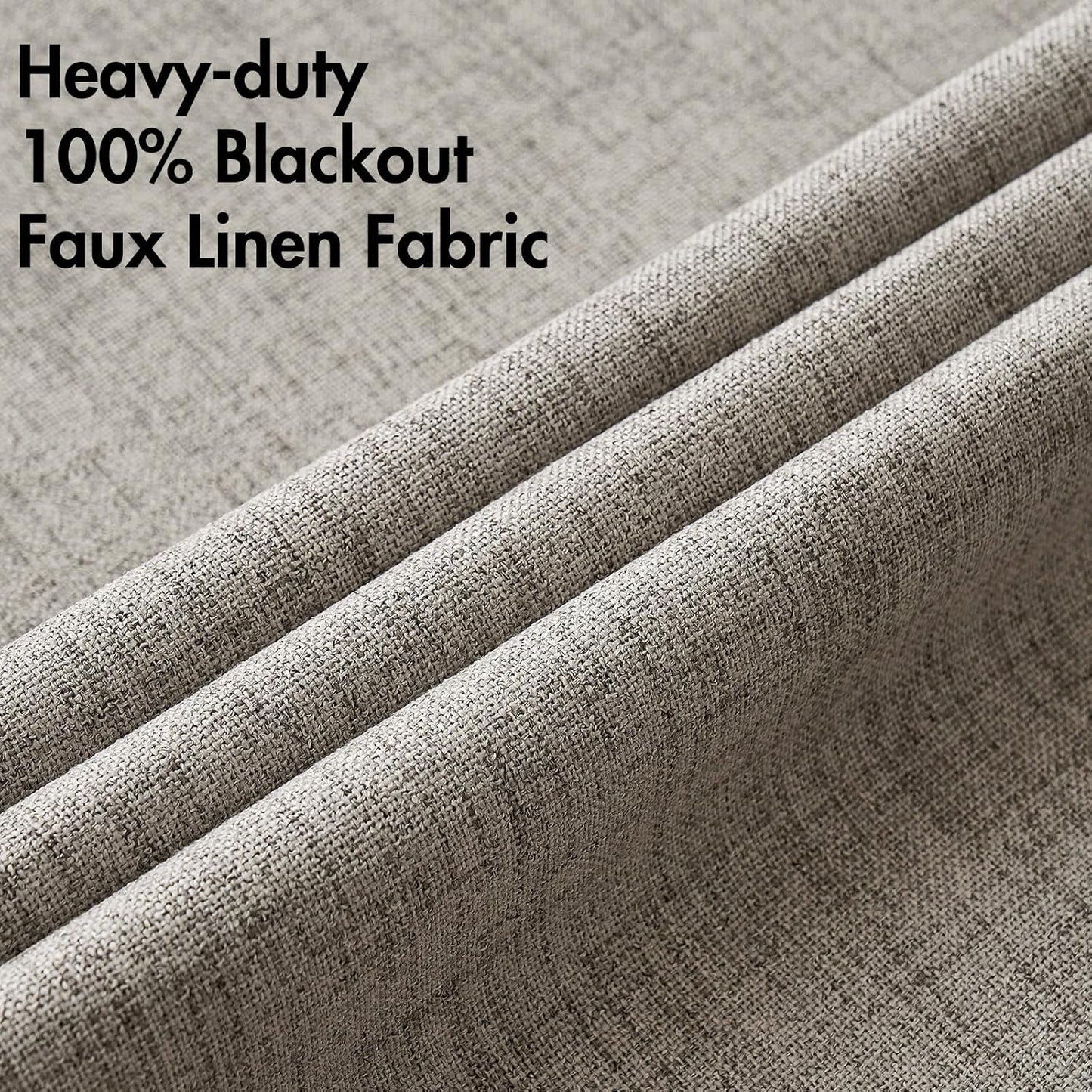 MIULEE Linen Texture Curtains for Bedroom Solid 100% Blackout Thermal Insulated Linen Curtains Grommet Room Darkening Drapes for Living Room Nursery 52x63 Inch (2 Panels)