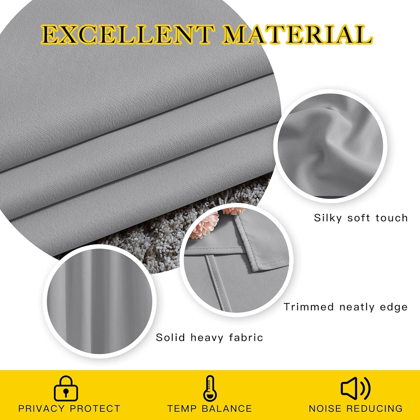NICETOWN Silver Grey Curtains 84 inch Length 2 Panels, Grommet Thermal Insulated Window Treatments Light & Sound Reducing Drapes for Living Room/Bedroom, W46 x L84