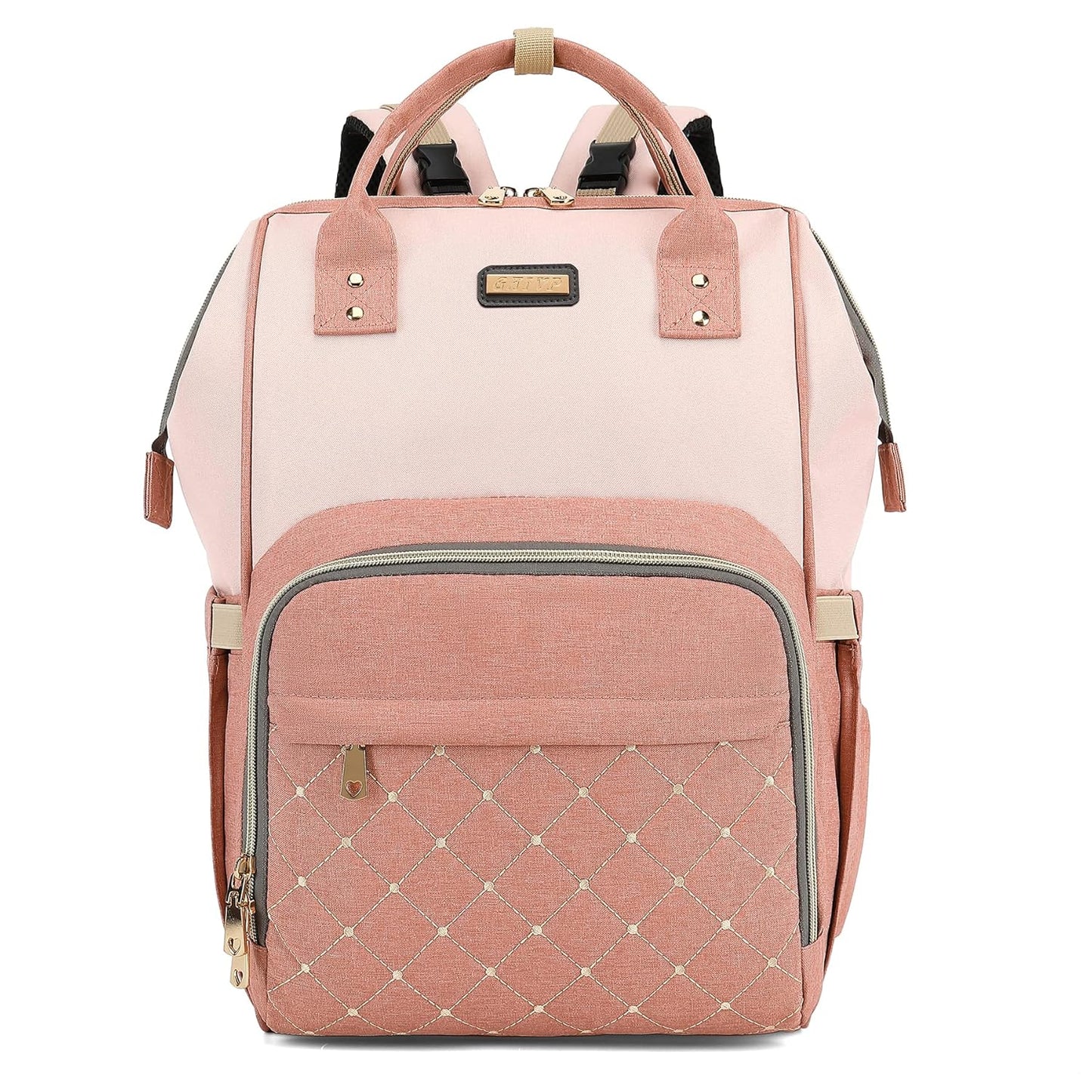 Diaper Bag Backpack, Diaper Bags for Baby Girls Boys, Baby Bags for Moms Dads, Nappy Changing Bag with Insulated Pockets,Multi-functional Waterproof Backpack with Stroller straps -Pink light pink