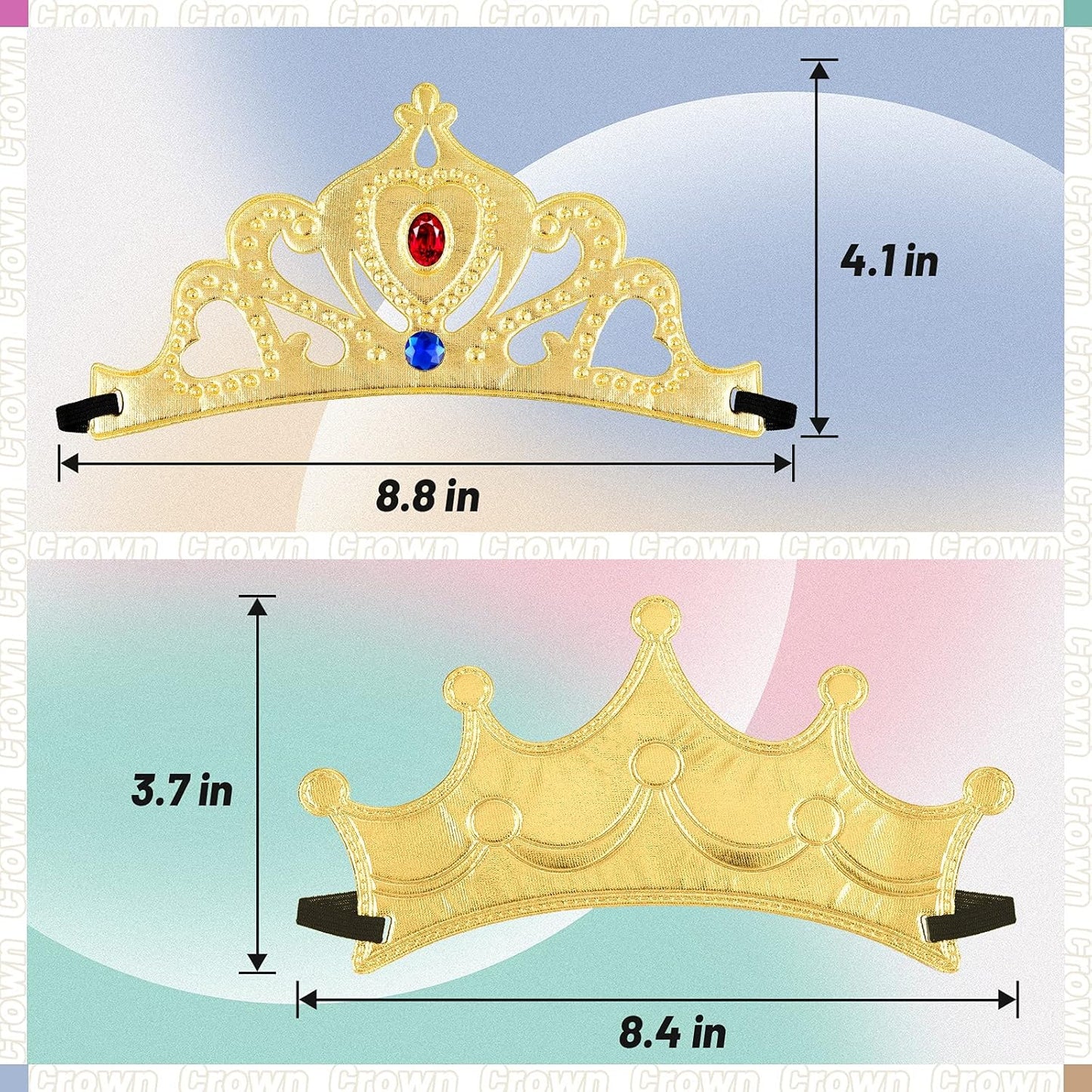 Epakh Princess Party Crowns Set, 27 Pcs DIY Crown with Diamond Stickers, Birthday Party Favor for Children and Princess Fans