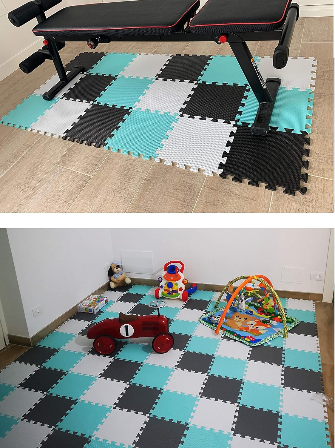 MQIAOHAM® 25 Pieces Puzzle Play Mats, Soft Baby Play Mat, Kids Interlocking Foam Floor Tiles, Toddlers Carpet Playmats G301025-101107108