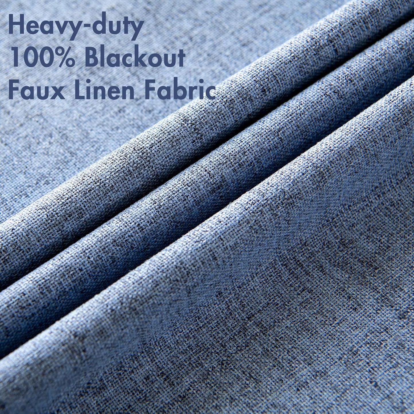MIULEE Linen Texture Curtains for Bedroom Solid 100% Blackout Thermal Insulated Stone Blue Curtains Grommet Room Darkening Drapes Luxury Decor for Living Room Nursery 52x84 Inch (2 Panels)