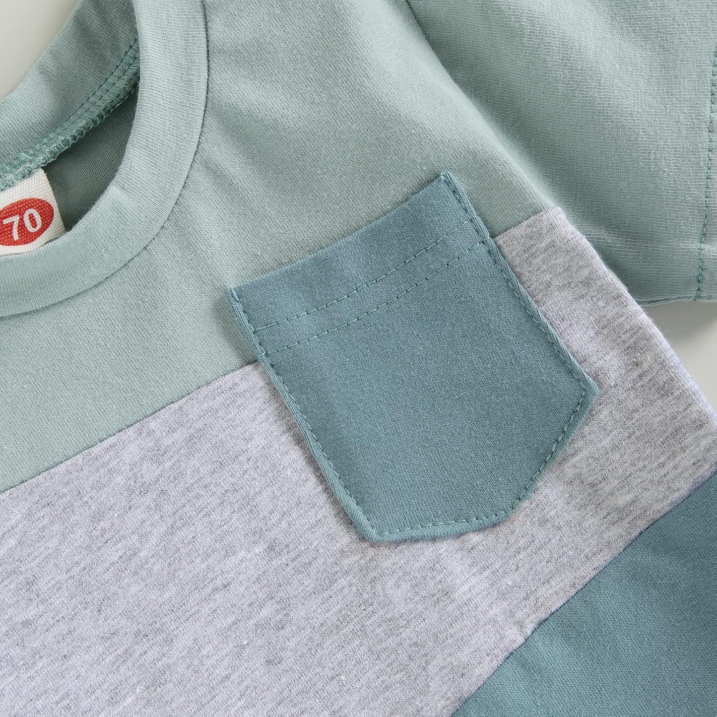 fhutpw Baby Toddler Boy Clothes Summer Outfits 6 12 18 24 Months Patchwork Short Sleeve T Shirt & Shorts Sets with Pockets