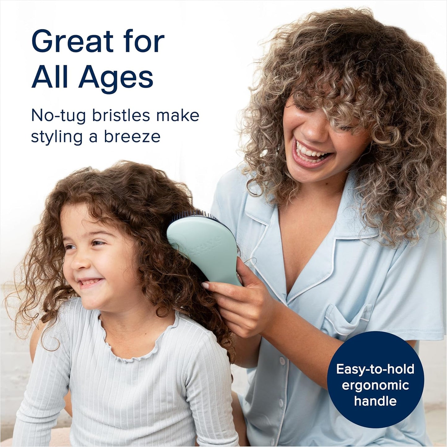 Crave Naturals Glide Thru Hair Brush - 2 Pack Detangler Brush for Curly, Straight, Wet or Dry Hair - Gentle Detangling Brushes for Adults, Kids, Toddlers, 7.5"x3" - Coral and Turquoise
