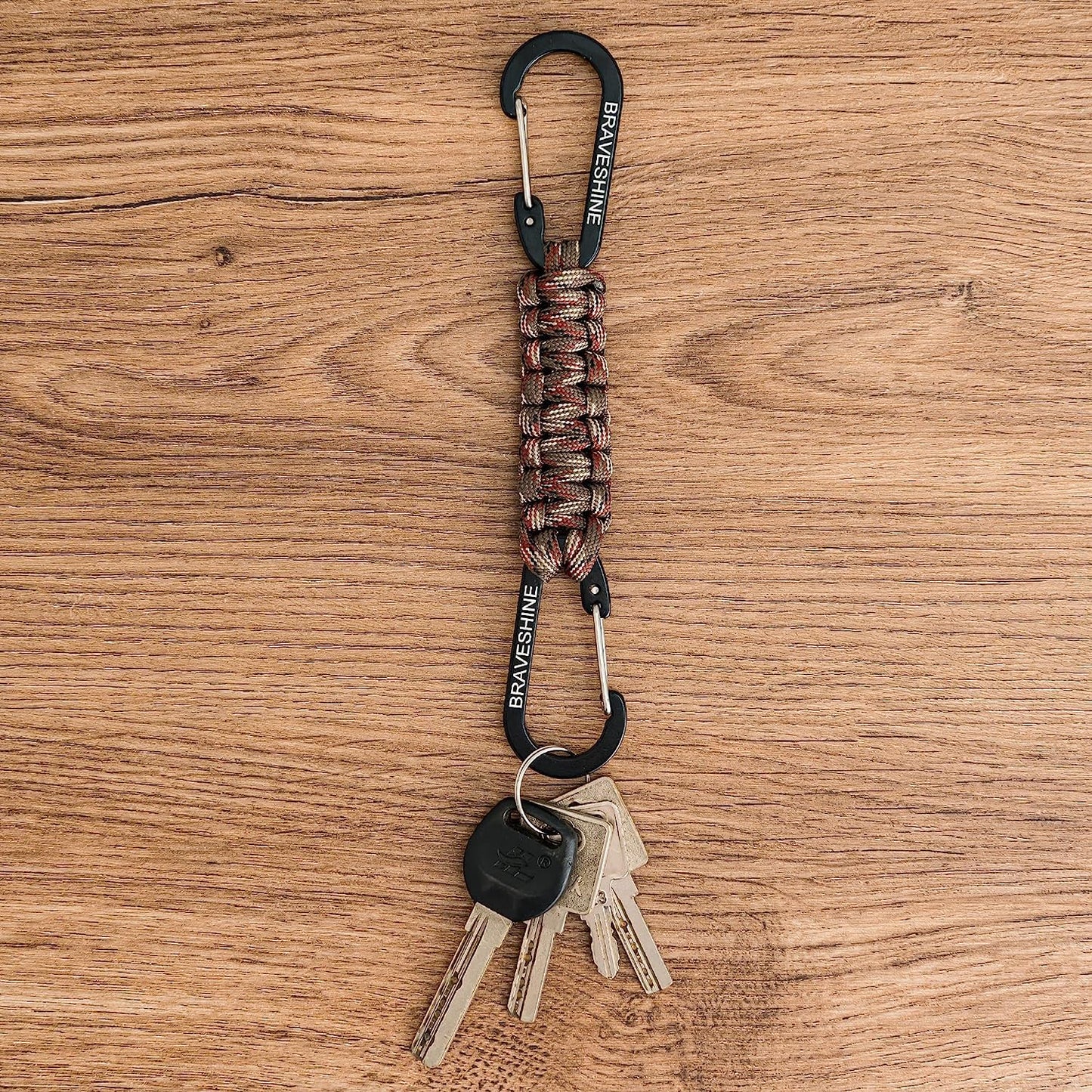 BRAVESHINE Paracord Keychain Carabiner Clip, D Ring Lanyard Hanger Stroller Hook for Water Bottle, Key, Backpacks, Men, Women
