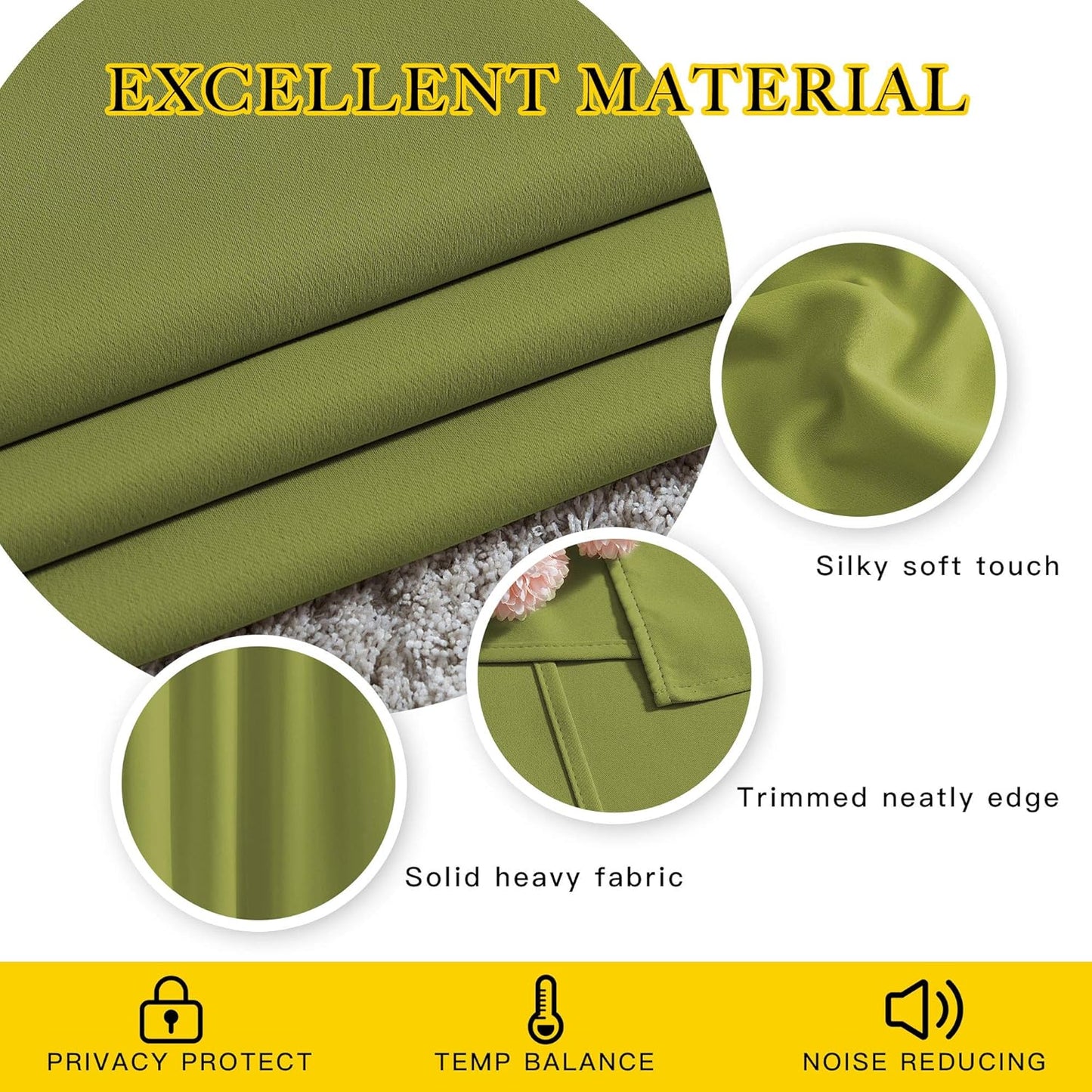 NICETOWN Room Darkening Curtains and Drapes for Window 95" L - Triple Weave Energy Saving Thermal Insulated Solid Grommet Room Darkening Panels for Patio (80" Wide per Panel, 2 Panels, Fresh Green)