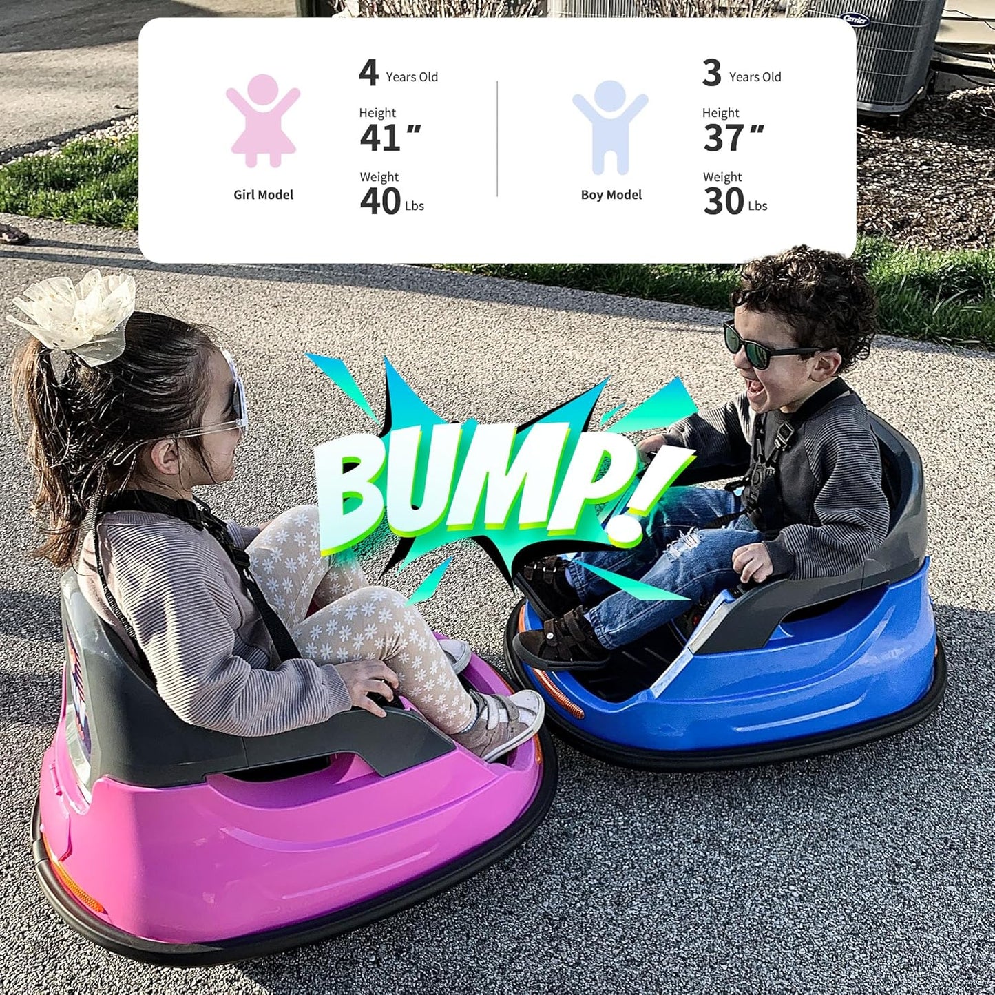 Baby Bumper Car, 6V Electric Kids Bumper Car for Toddlers with Remote Control, Bluetooth - Navy Blue