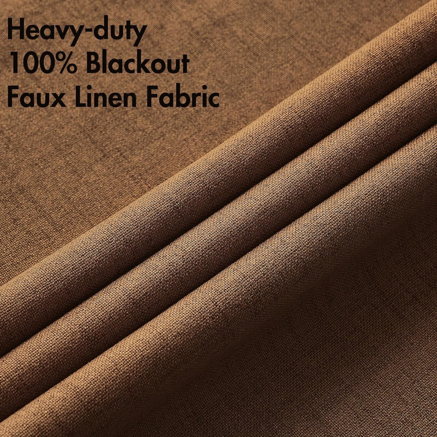 MIULEE Linen Curtains 100% Blackout for Bedroom Thermal Insulated Brown Grommet Room Darkening Curtains & Drapes Fall Decor for Living Room Nursery 52 x 72 Inch (2 Panels)