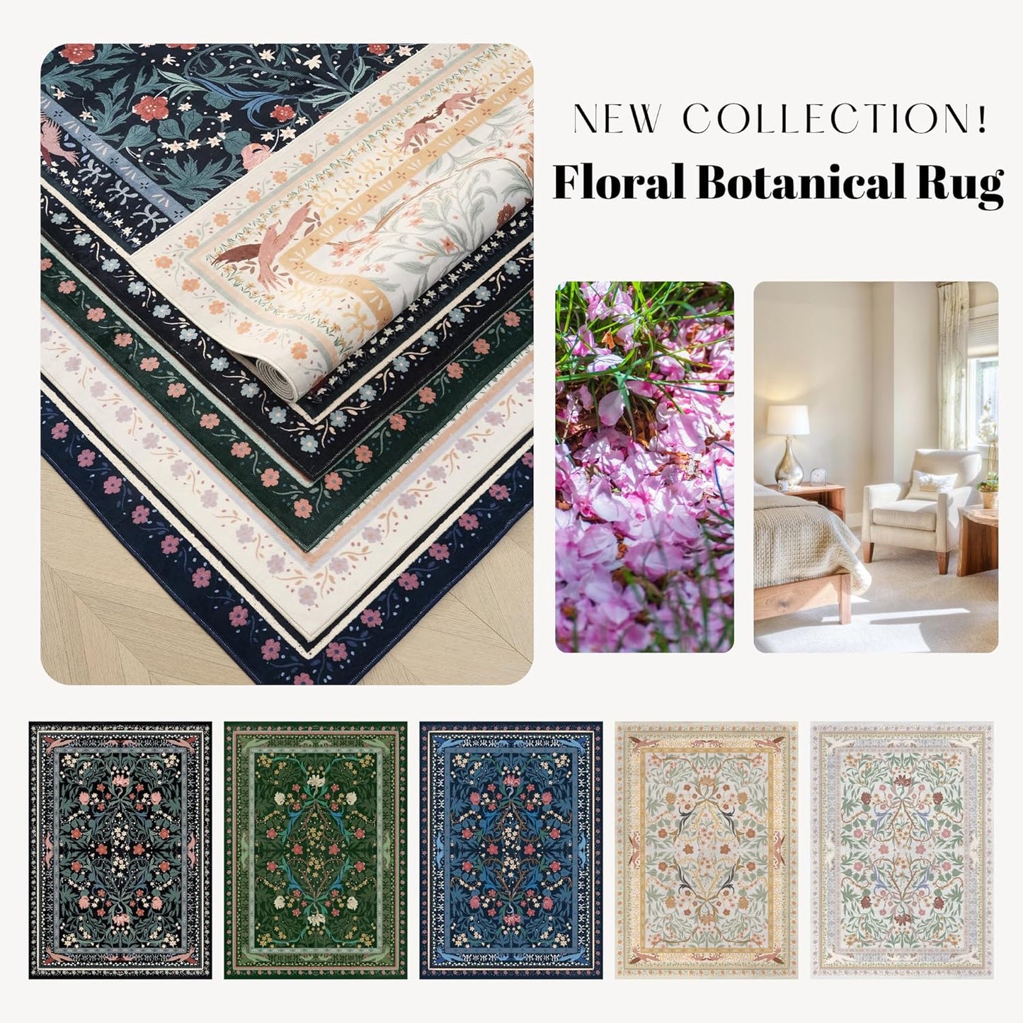 Runner Rug for Kitchen Rug Non Slip 2'x6' Washable Rugs with Rubber Backing Soft Vintage Floral Botanical Carpet Runner for Kitchen, Laundry, Bedroom, Bathroom, Beige