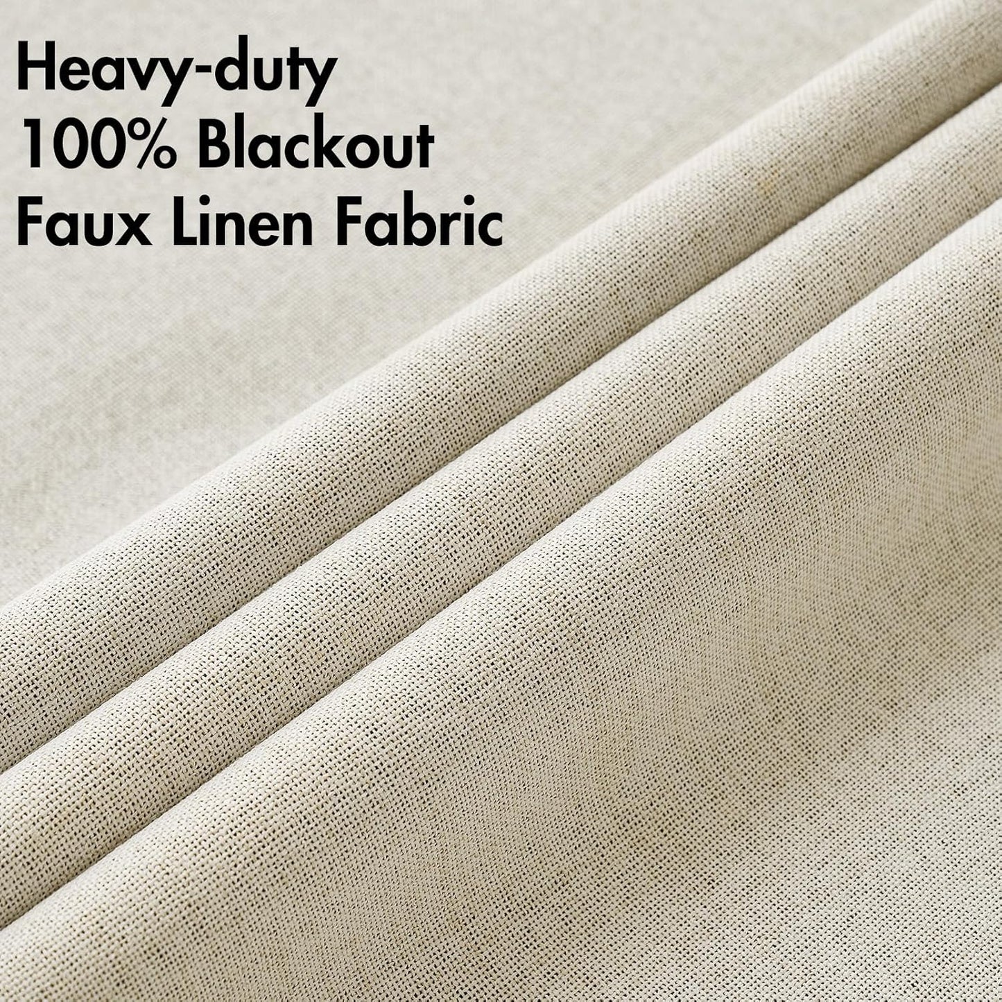 MIULEE 100% Blackout Linen Textured Curtains for Bedroom Solid Thermal Insulated Cream Grommet Room Darkening Curtains & Drapes Luxury Decor for Living Room Nursery 42 x 84 Inch (2 Panels)