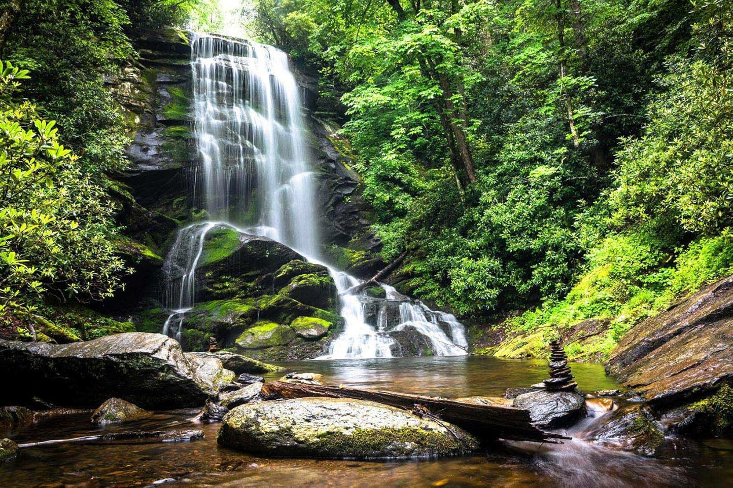 Waterfall Wallpaper Natural Landscape Lake Green Forest Wall Mural for Living Room Bedroom Dining Room Basement(Not Self-Adhesive)