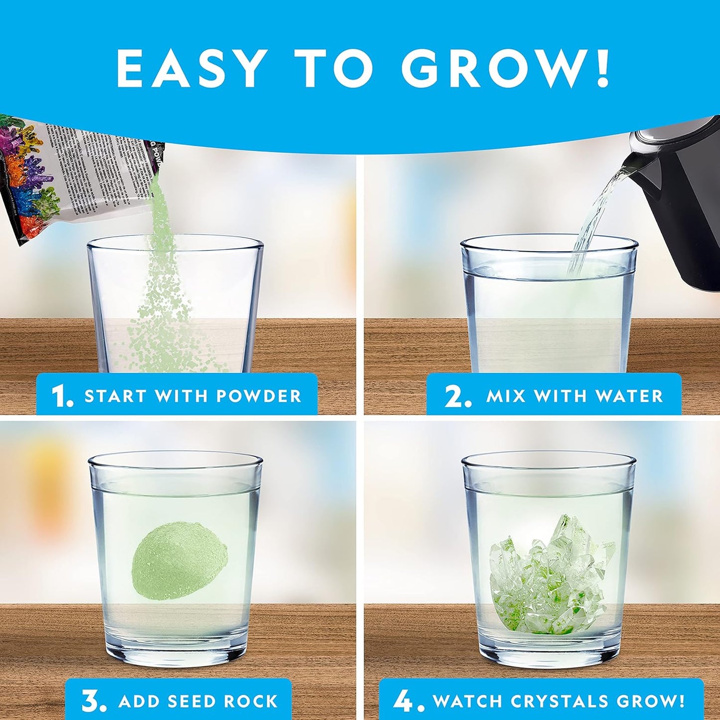 National Geographic Jumbo Crystal Growing Kit - Grow A Giant Glow in The Dark Crystal in a Few Days with This Science Kit, Crystals for Kids (Amazon Exclusive)