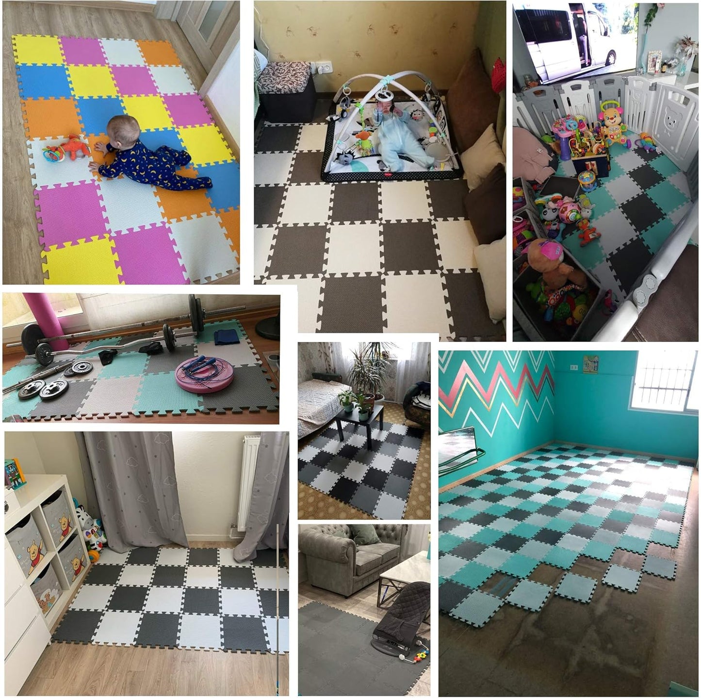 YIMINYUER® 25 Tiles (30cm×30cm×1cm Each Tile) Baby Soft Puzzle Play Mats, Kids Thick EVA Foam Floor, Toddlers & Children's Soft Interlocking Mat R08R10R12G301025