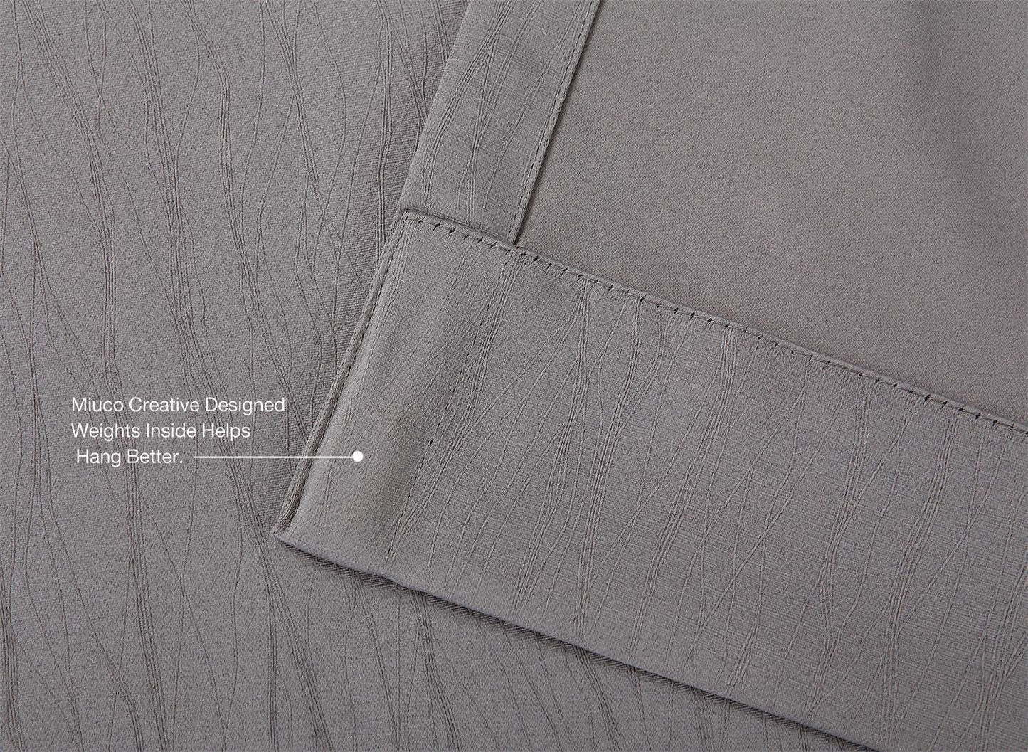 MIUCO Blackout Curtains Room Darkening Textured Grommet Window Curtains 2 Panels for Bedroom 52 x 95 Inch Long Grey