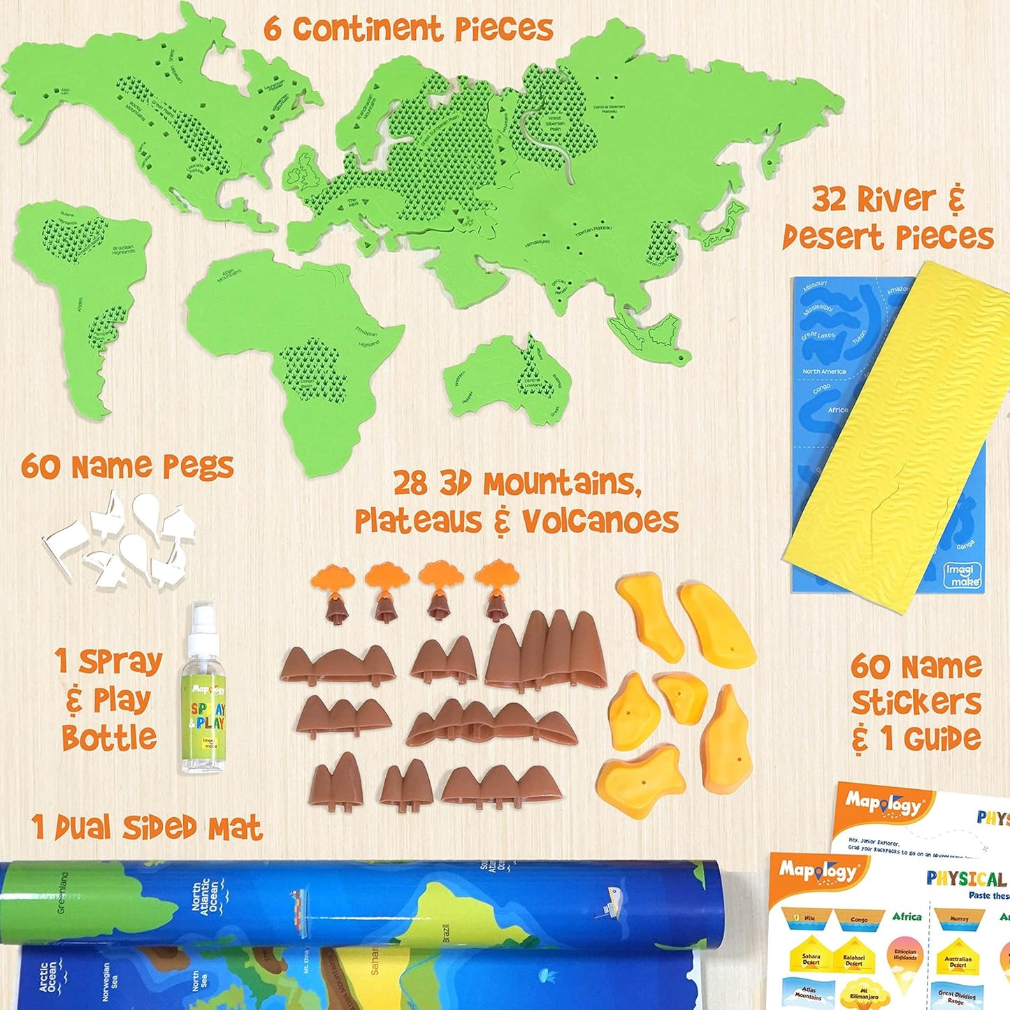 Imagimake Mapology Physical Features | World Map for Kids | 3D Puzzles for Ages 8-10 | Educational Toys for Kids 8-12 | Gifts for Boys & Girls 8-12 | Building Toys Gift for Birthday and Christmas