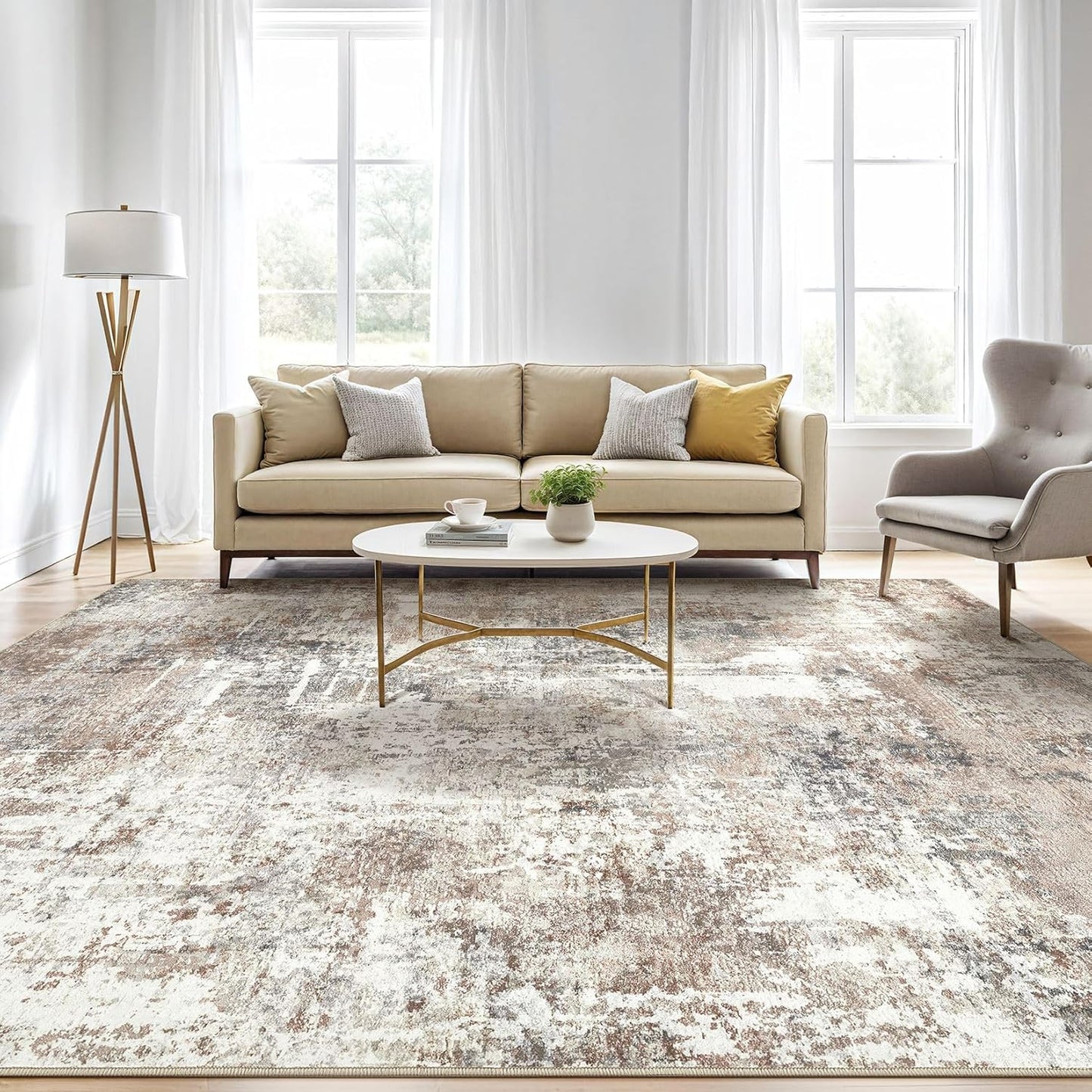 7x10 Area Rug Living Room: Washable Large Abstract Modern Soft Rugs Stain Resistant Indoor Floor Non-Slip Accent Carpet for Young Career Worker Aged 25-34 - Bedroom Playroom Office Dining Room