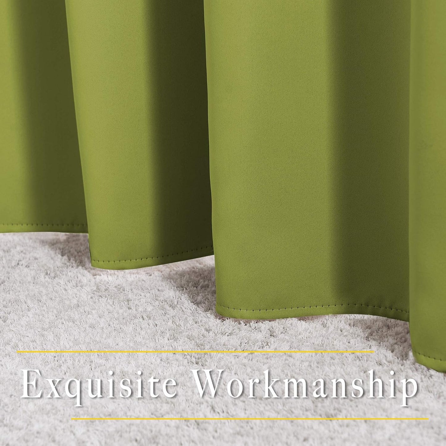 NICETOWN Bedroom Curtains Blackout Draperies - Noise Reducing Thermal Insulated Window Decorative Blackout Draperies/Drapes for Kid's Room (1 Pair, 52 x 95 inches in Fresh Green)